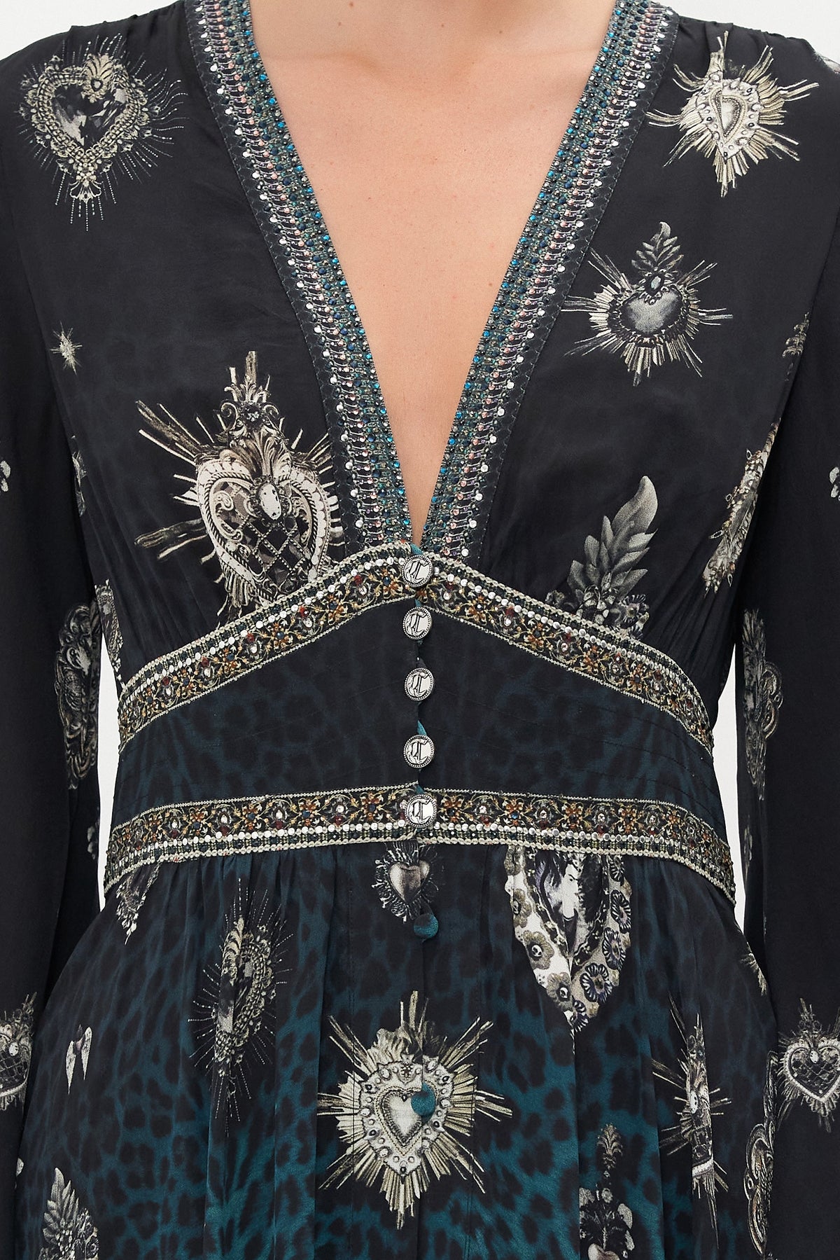 KIMONO SLEEVE DRESS WITH SHIRRING DETAIL ANIMAL ANARCHY