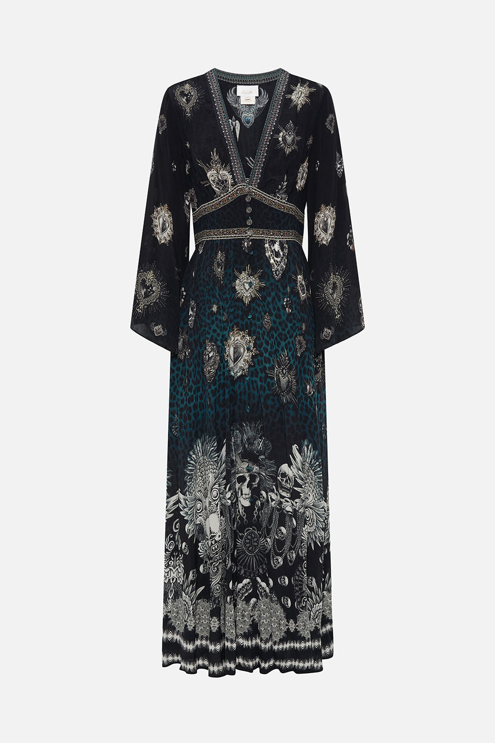 KIMONO SLEEVE DRESS WITH SHIRRING DETAIL ANIMAL ANARCHY