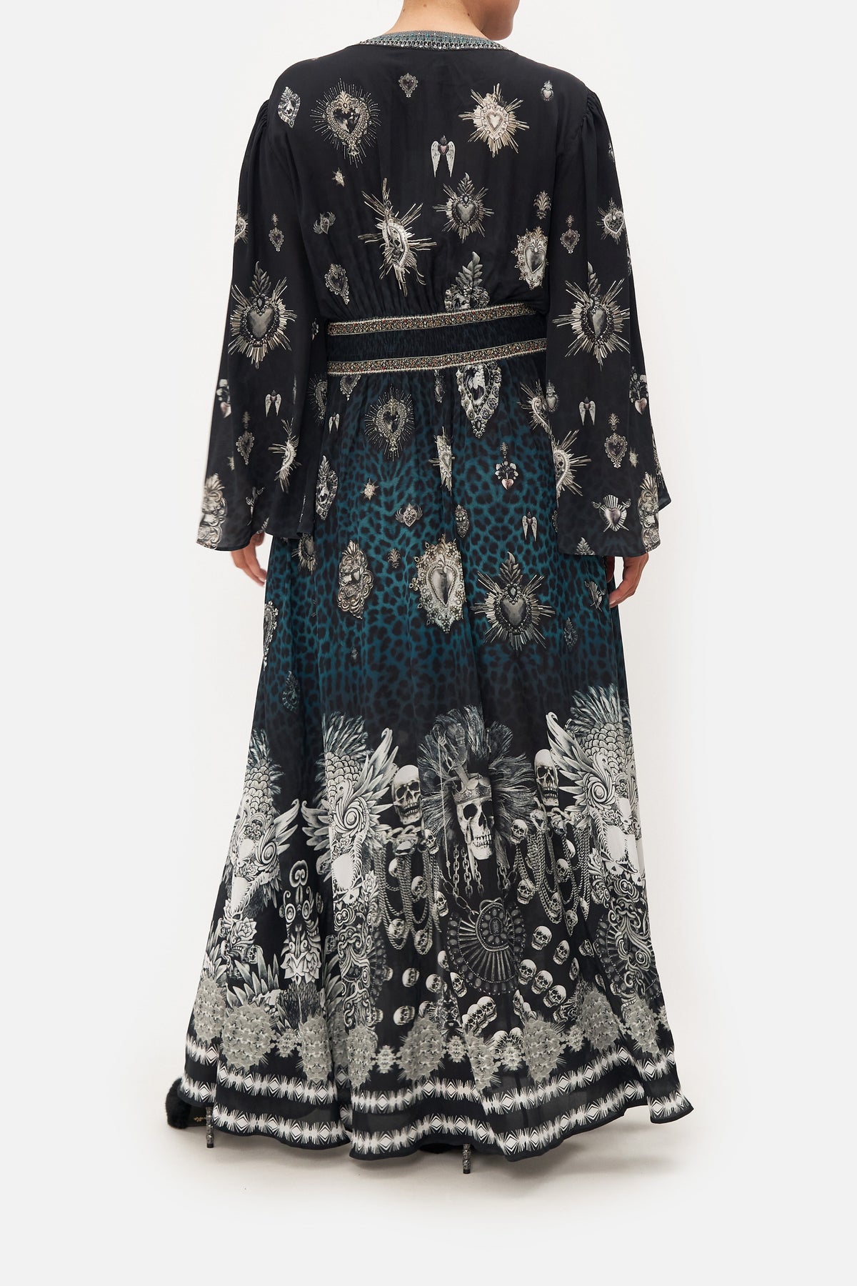 KIMONO SLEEVE DRESS WITH SHIRRING DETAIL ANIMAL ANARCHY