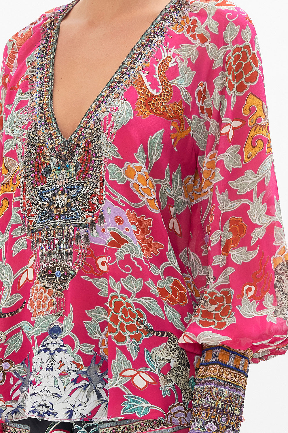 SHIRRED CUFF BLOUSE TASTE OF TWILIGHT