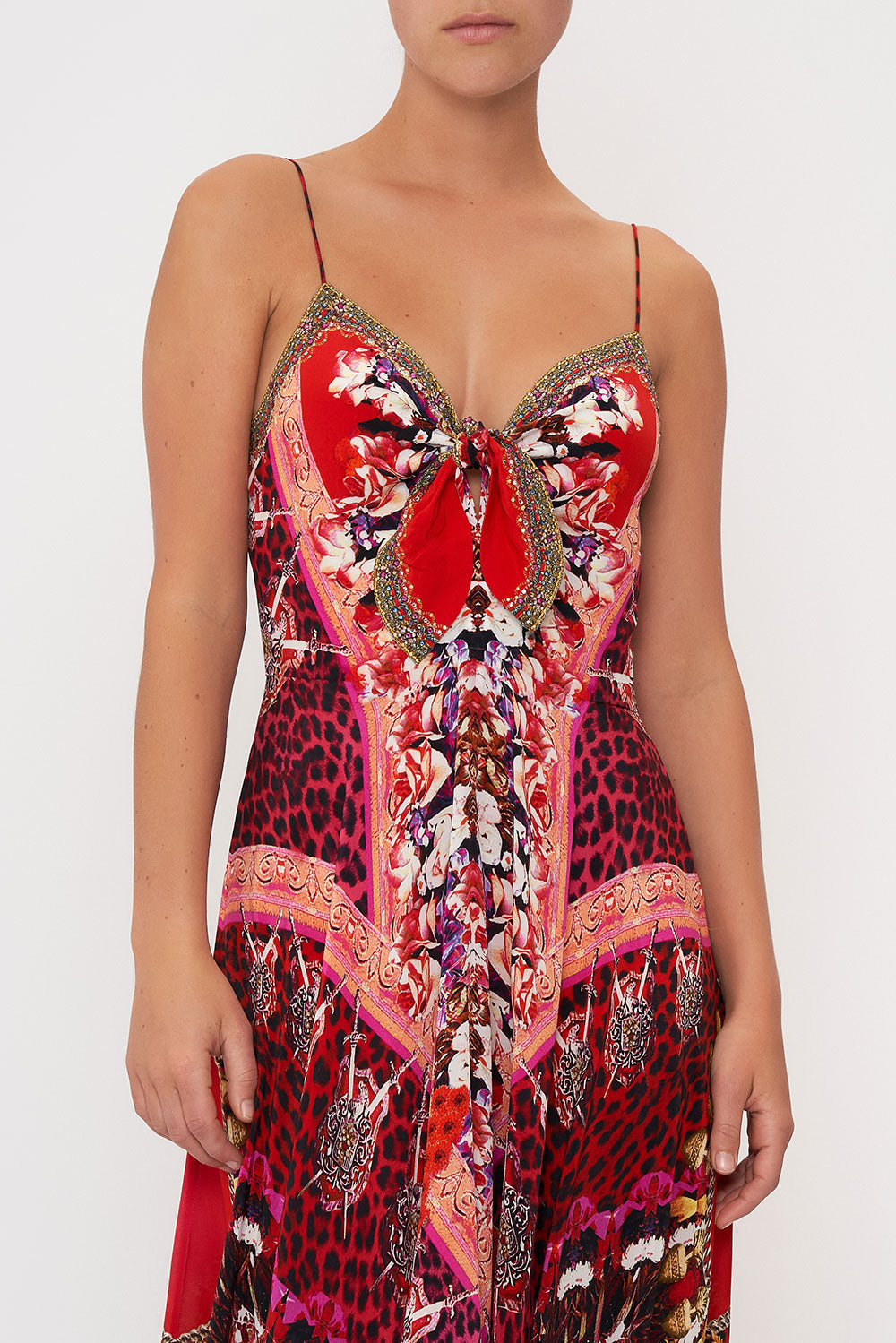 LONG DRESS WITH TIE FRONT ARTESANIA MANIA