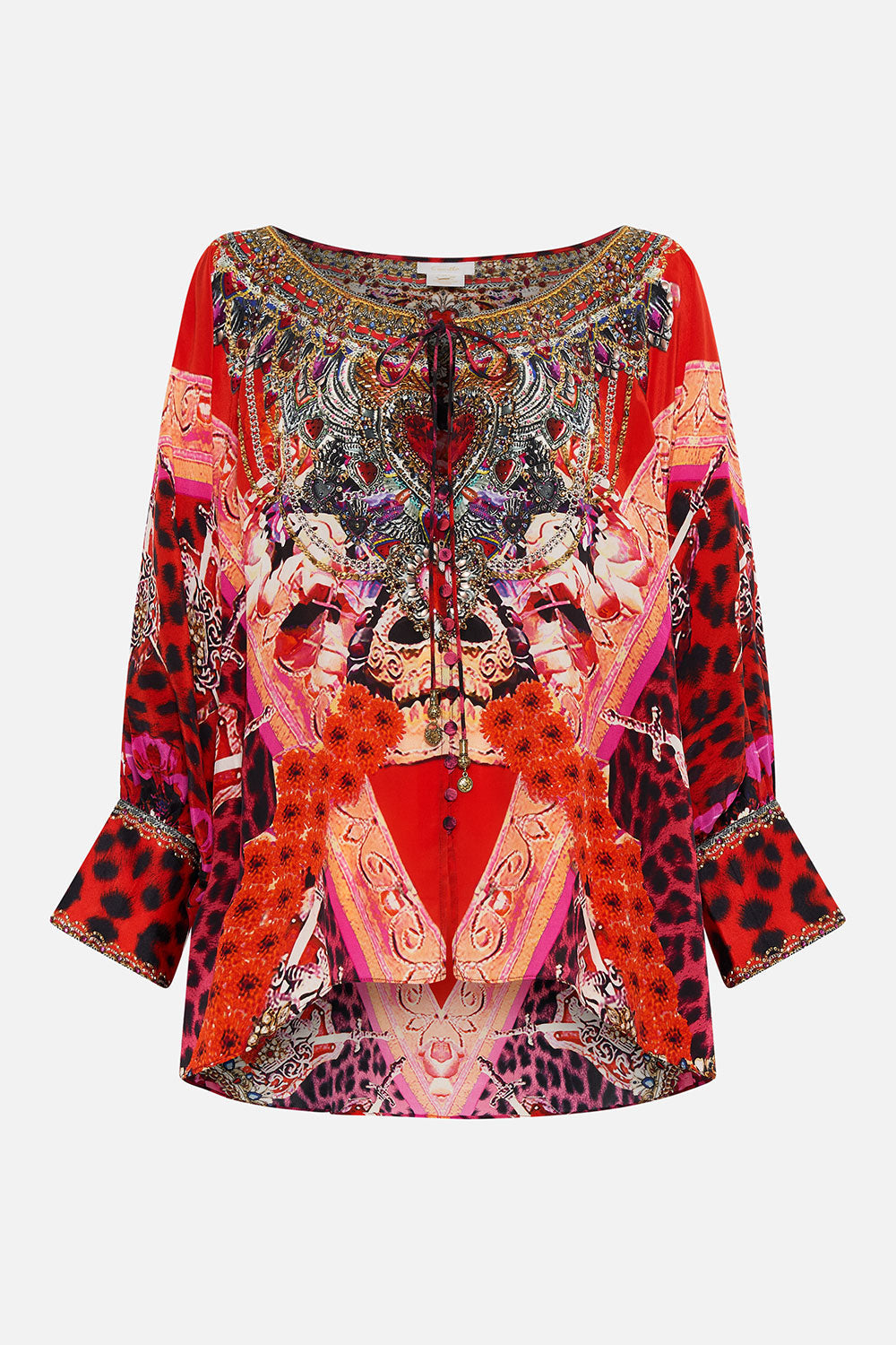 RAGLAN SLEEVE BUTTON UP TOP ARTESANIA MANIA