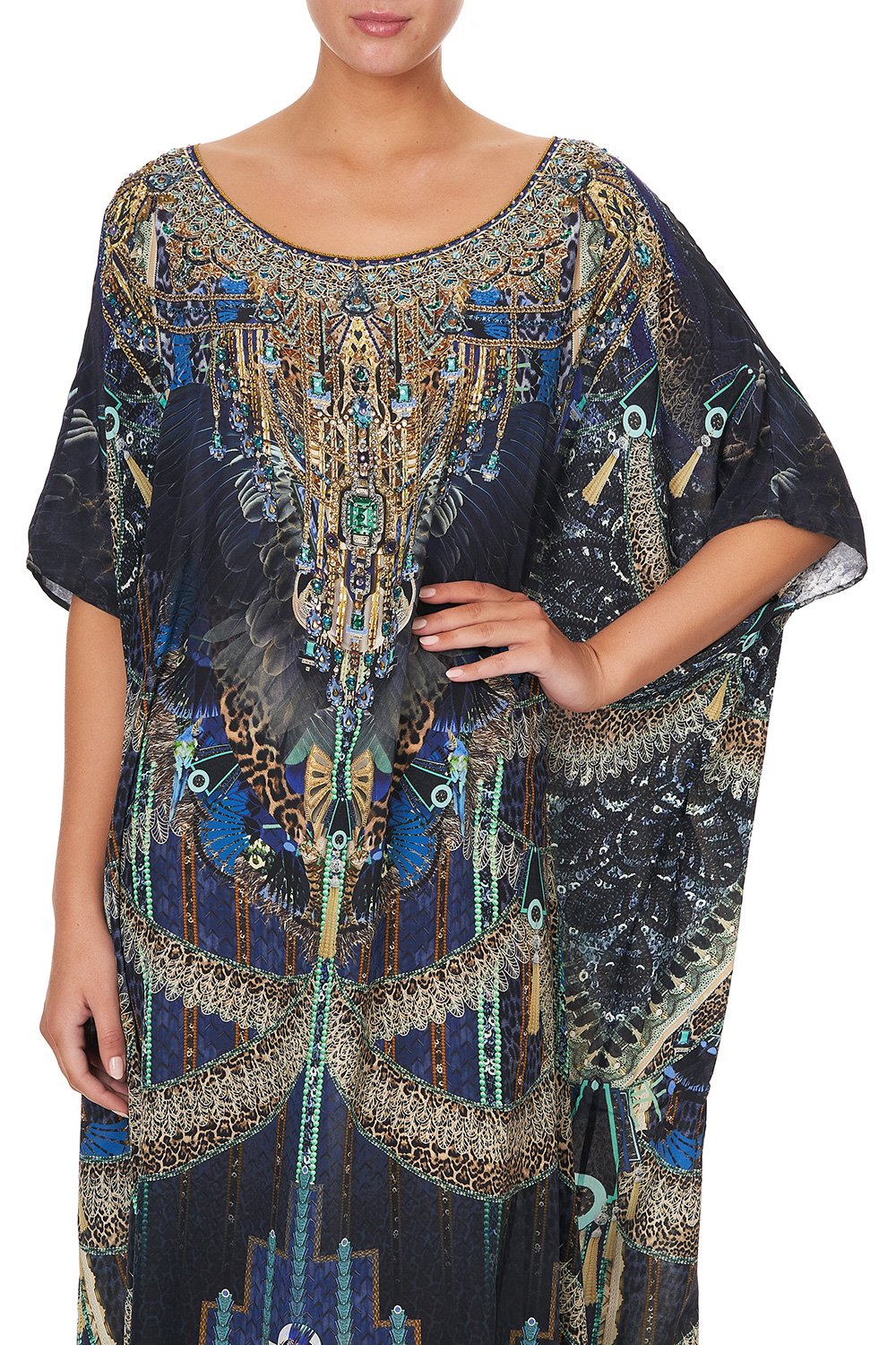 ROUND NECK KAFTAN DRIPPING IN DECO
