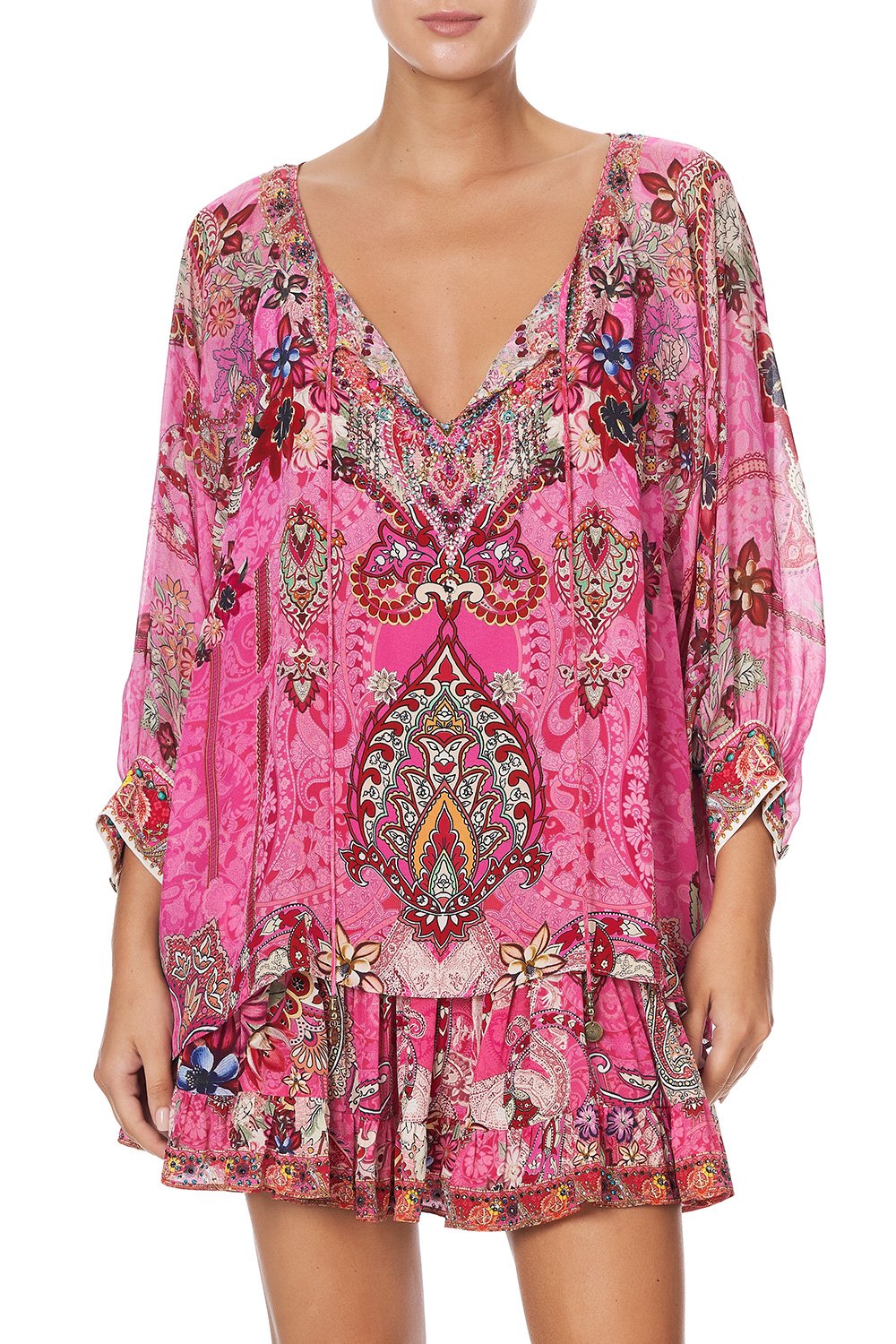 RAGLAN SLEEVE BLOUSE WITH CUFF PALISADES PAISLEY