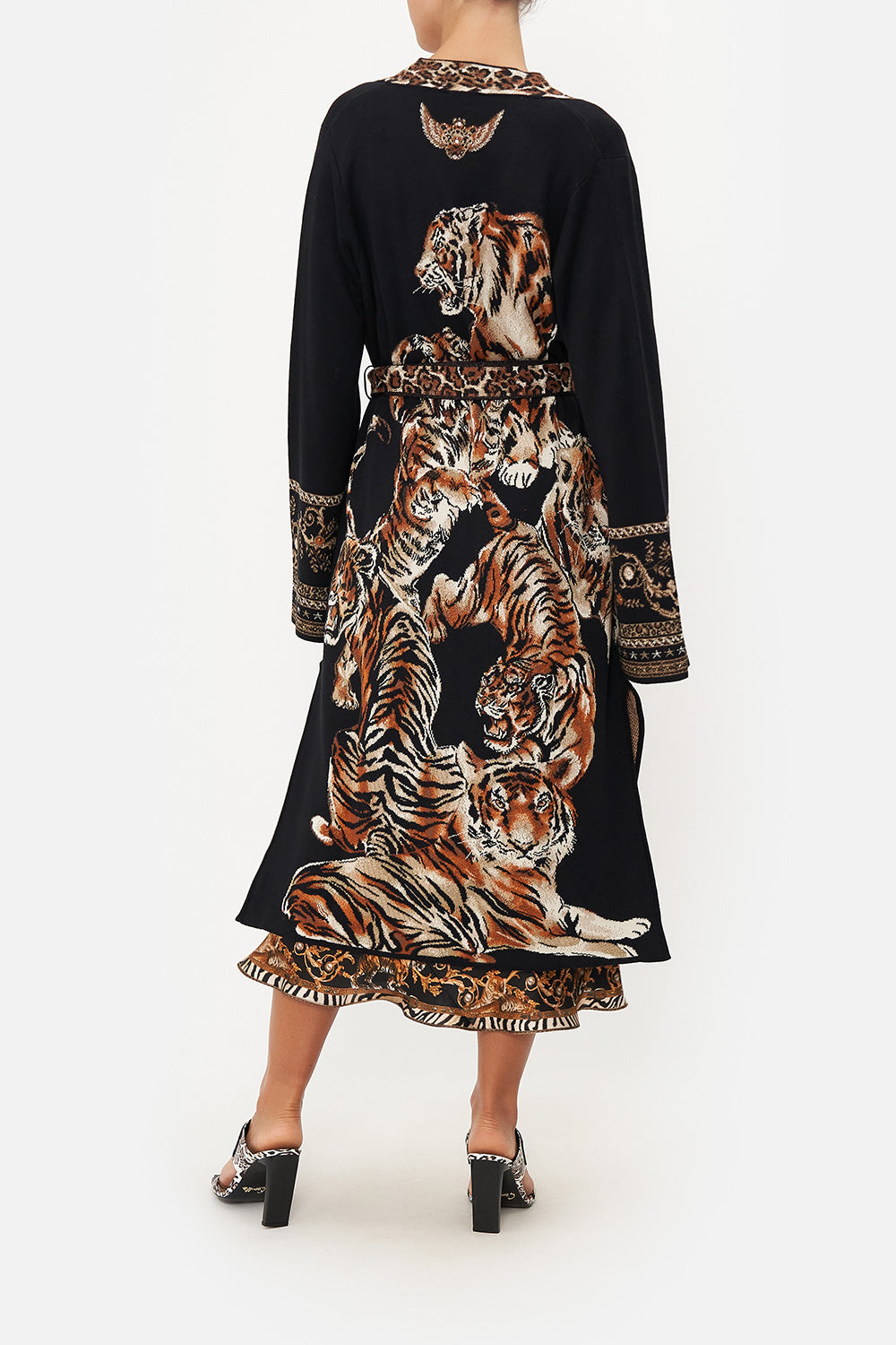 LONG CARDIGAN WITH BELT TIGER TALK