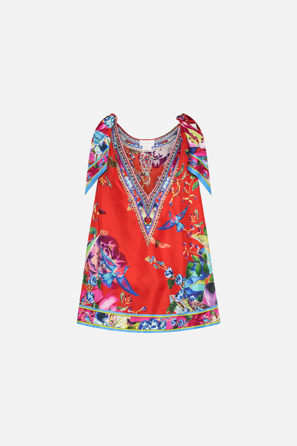 SCARF TIE TOP BIRDS OF A FEATHER