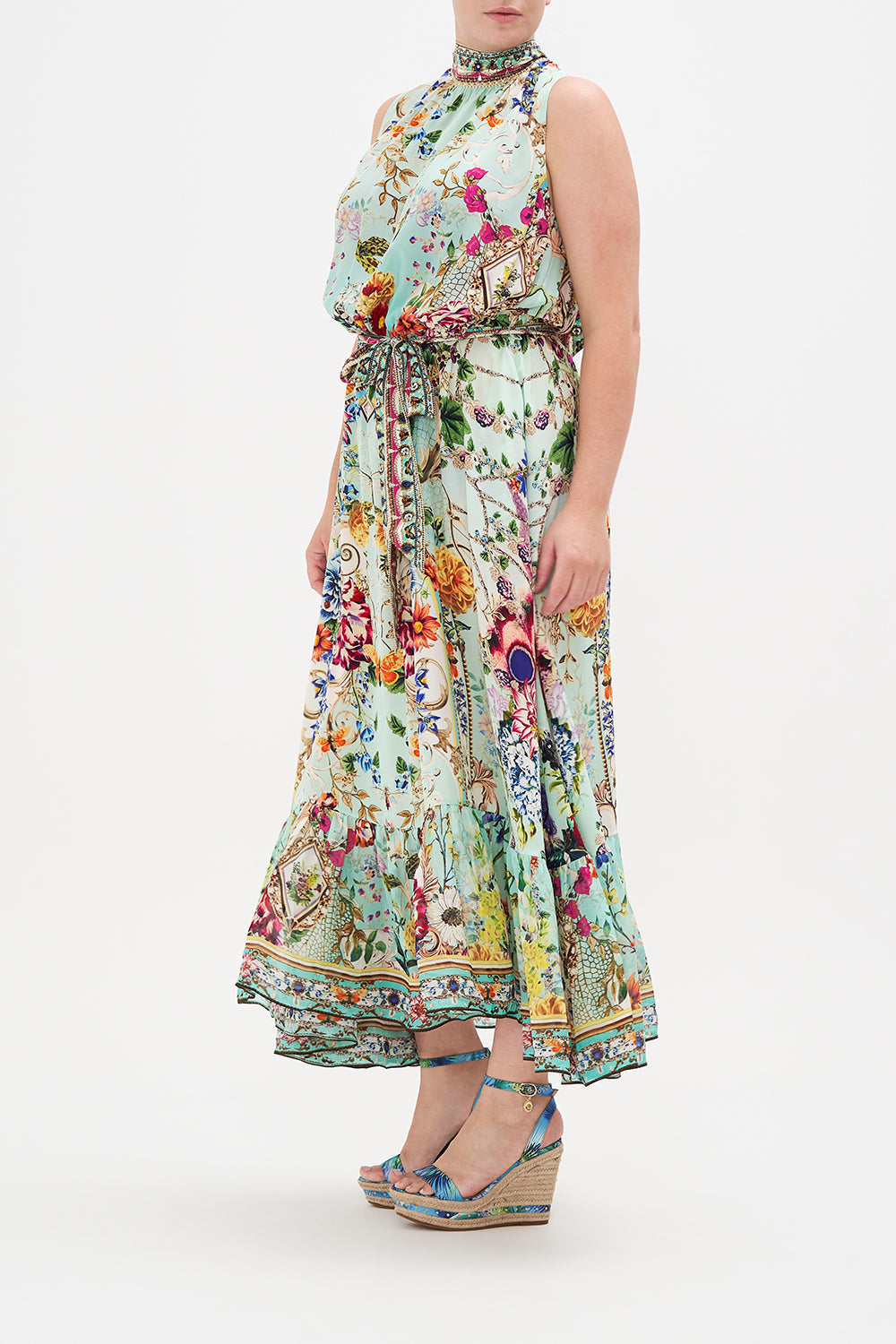 NECKTIE DRESS WITH ELASTICATED WAIST HONEY HONEY