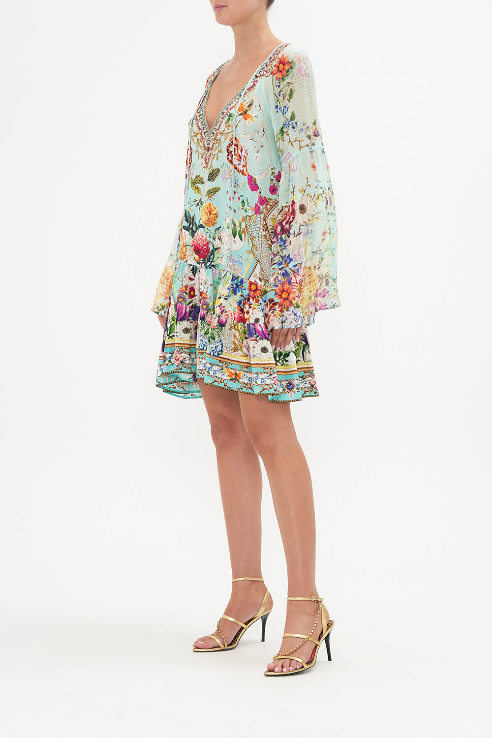 A-LINE GATHERED PANEL DRESS HONEY HONEY