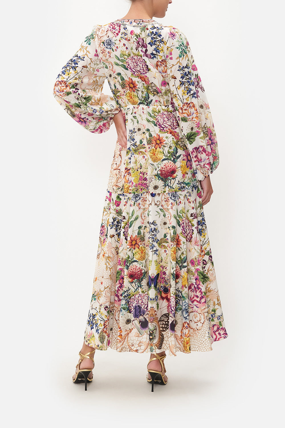 WRAP TIE DRESS WITH BLOUSON SLEEVE QUEENS BEE HIVE