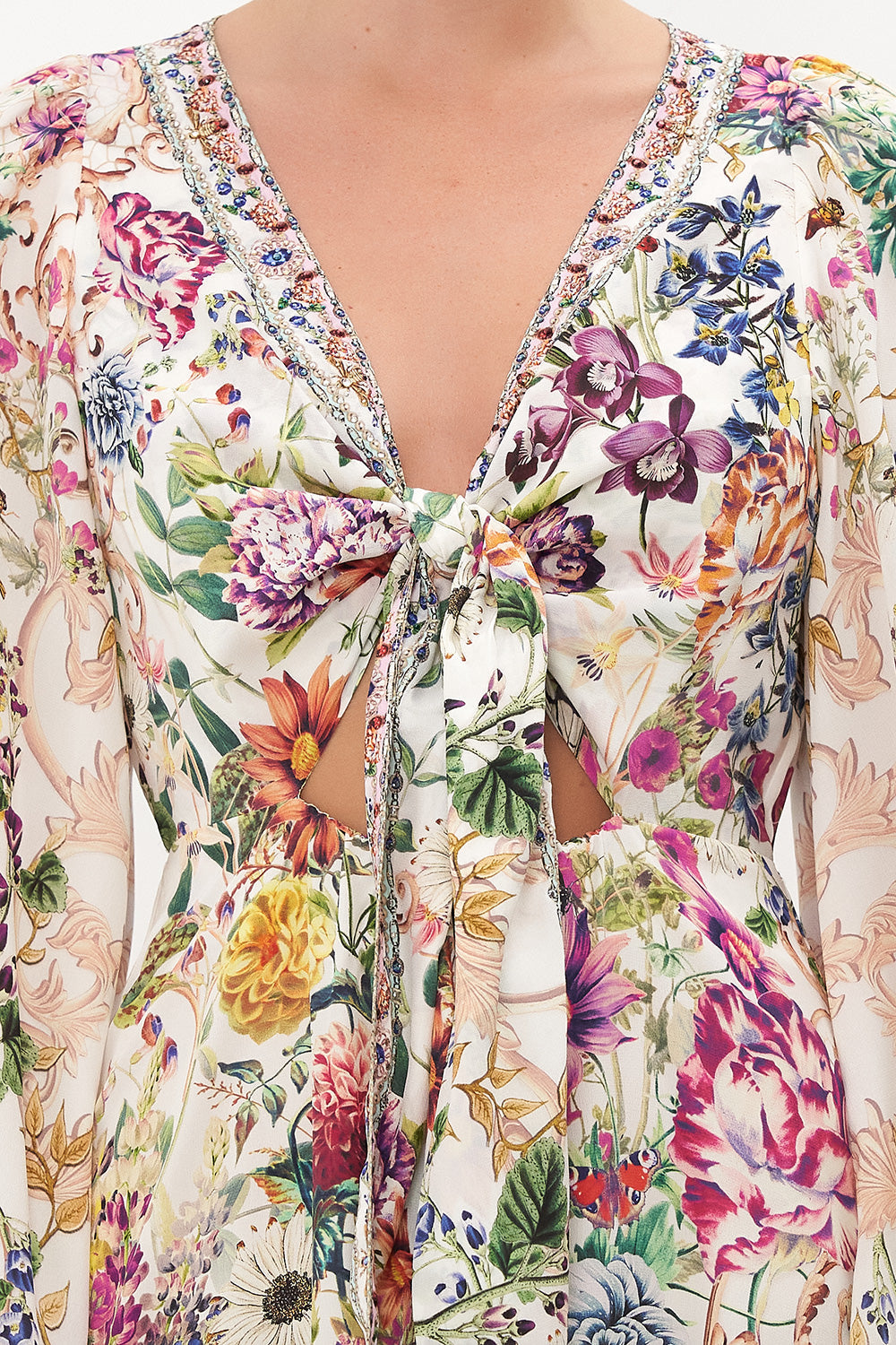 WRAP TIE DRESS WITH BLOUSON SLEEVE QUEENS BEE HIVE