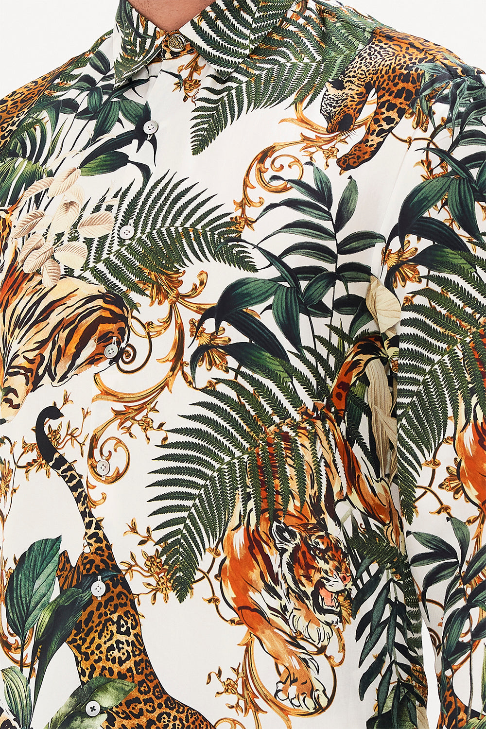 COLLARED LONG SLEEVE SHIRT TIGER TRAP