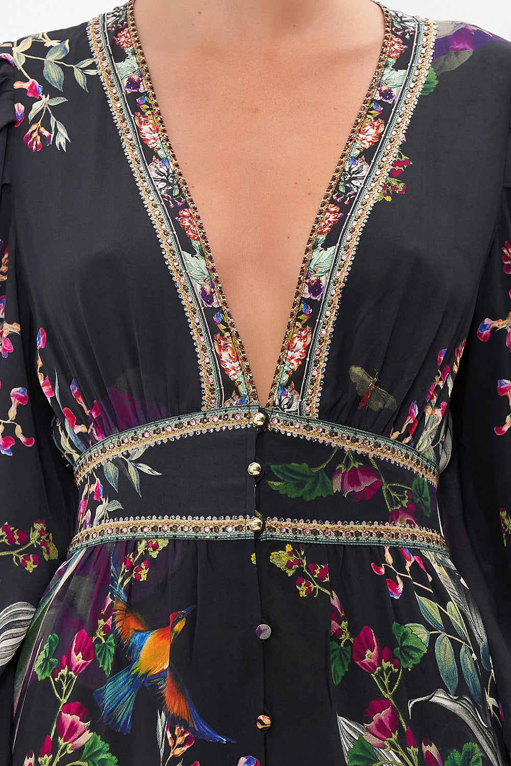 BUTTON FRONT FRILL DRESS PARADISO PLACE