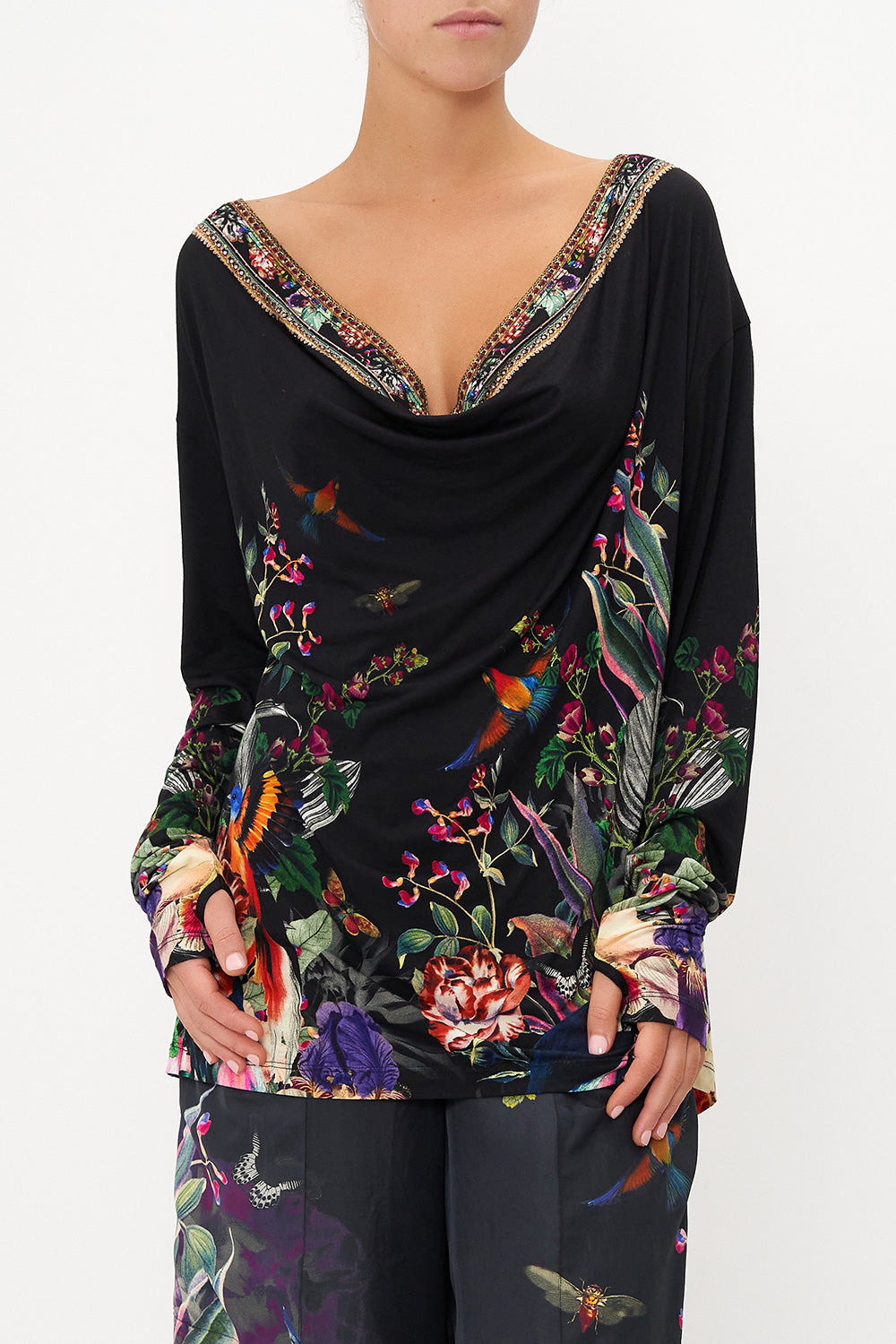 COWL BACK LONG SLEEVE TEE PARADISO PLACE