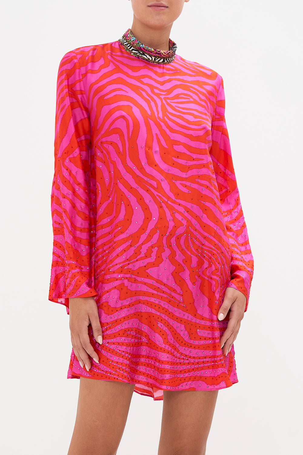LONG SLEEVE SWING DRESS ZEBRA ZONE