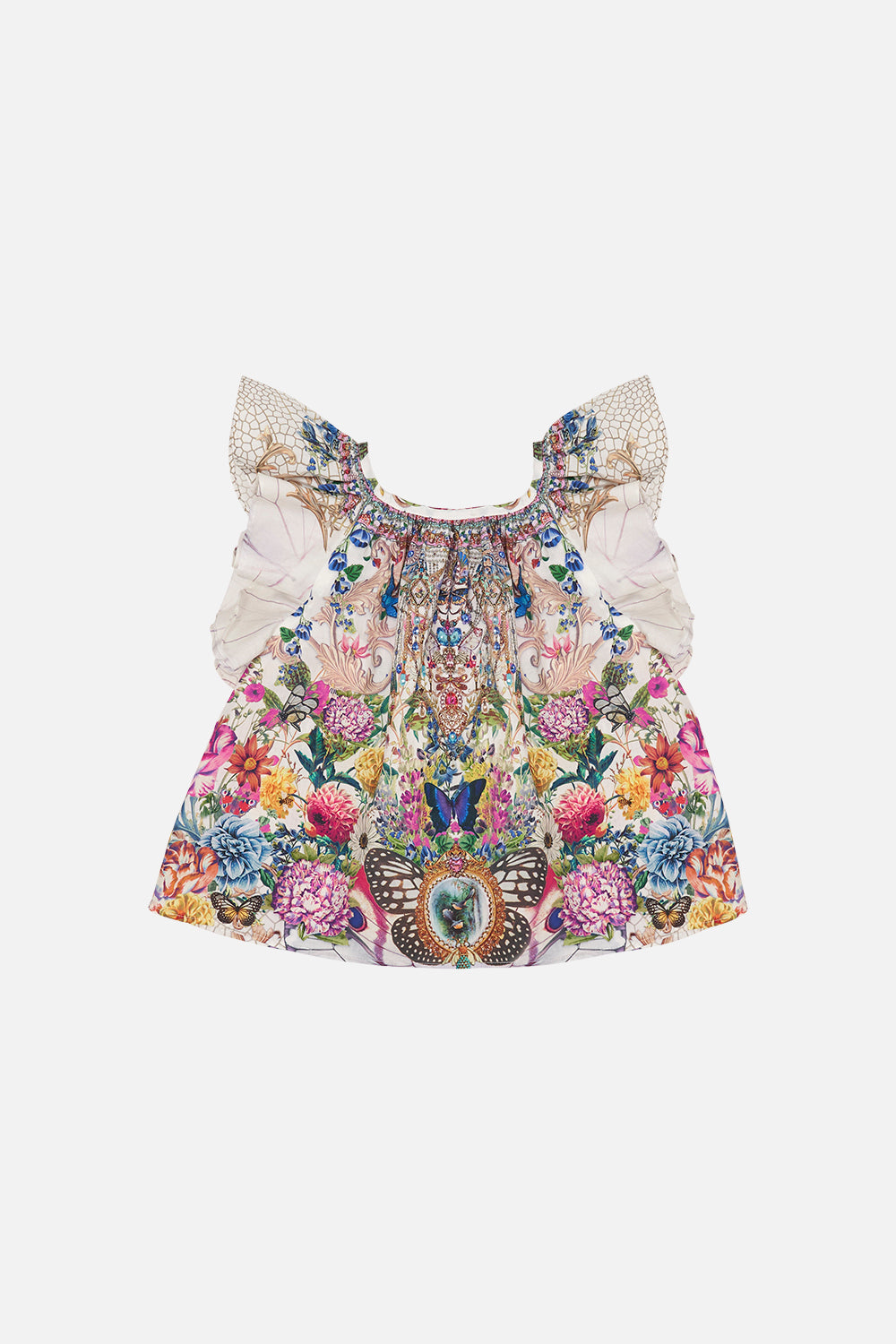 KIDS FRILL SLEEVE TOP 4-10 QUEENS BEE HIVE