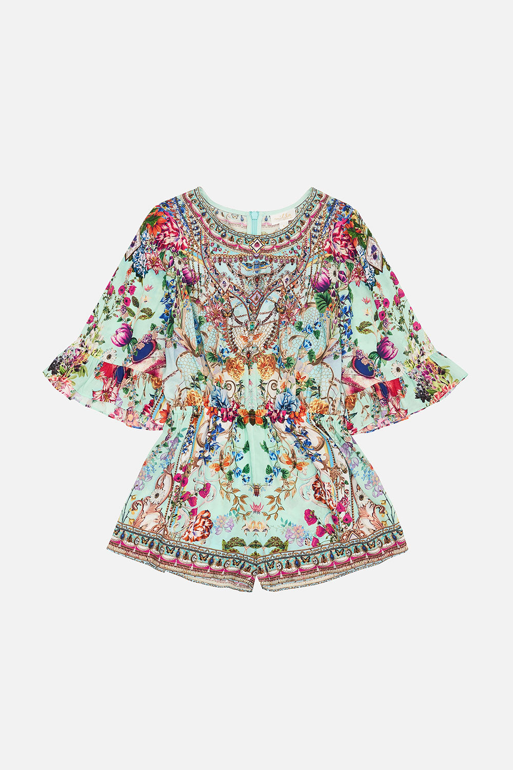 KIDS PLAYSUIT WITH FRILL SLEEVE 4-10 HONEY HONEY