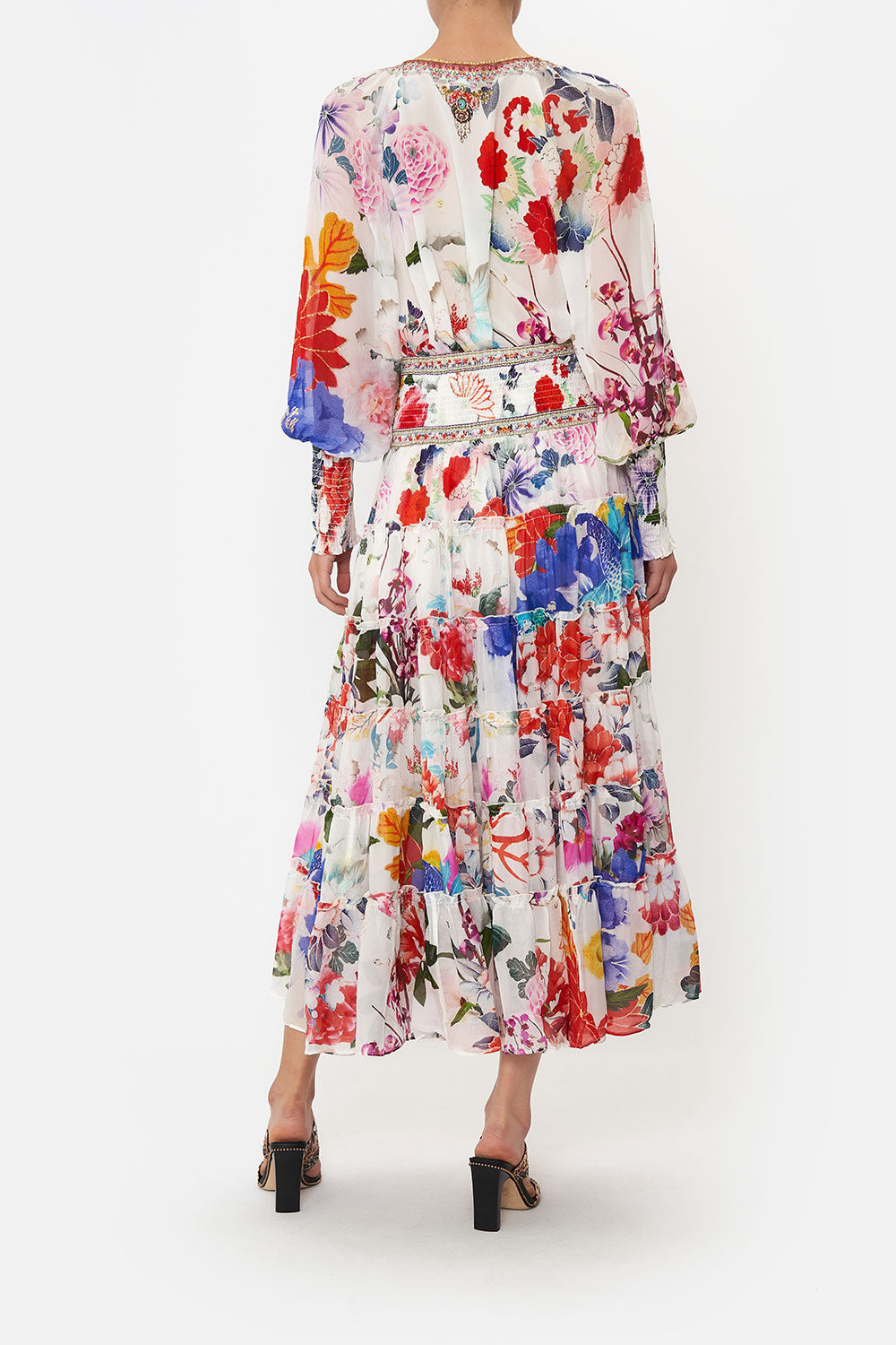 SHIRRED WAIST TIERED CIRCLE SKIRT MEMORIES OF A GARDEN