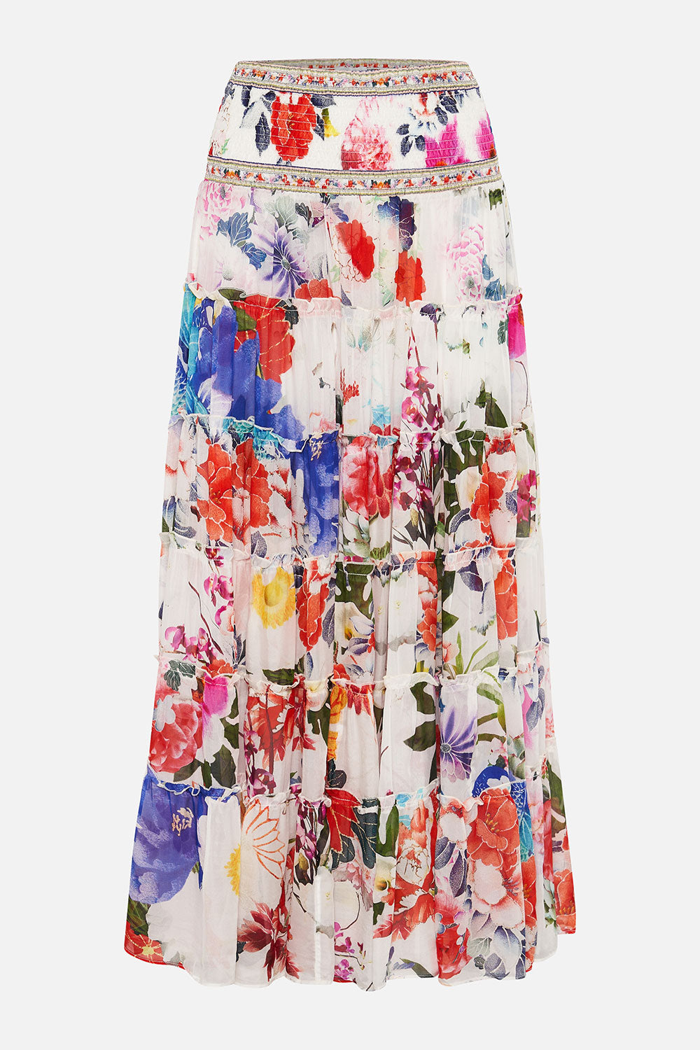 SHIRRED WAIST TIERED CIRCLE SKIRT MEMORIES OF A GARDEN