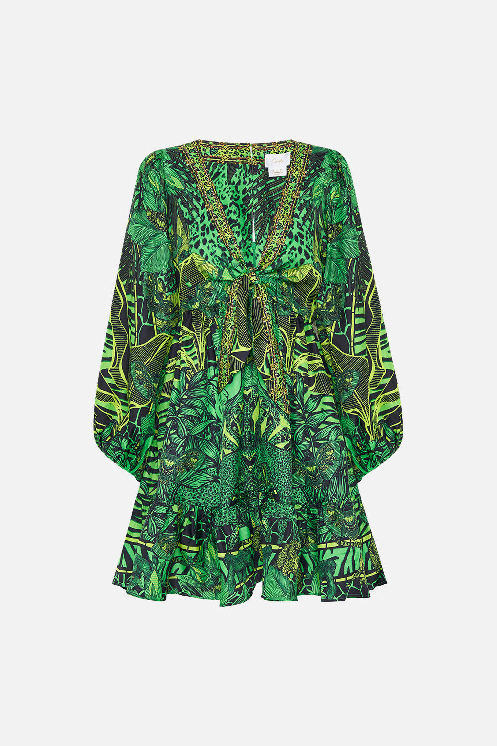 SHORT TIE FRONT BLOUSON DRESS GORILLA GROOVE