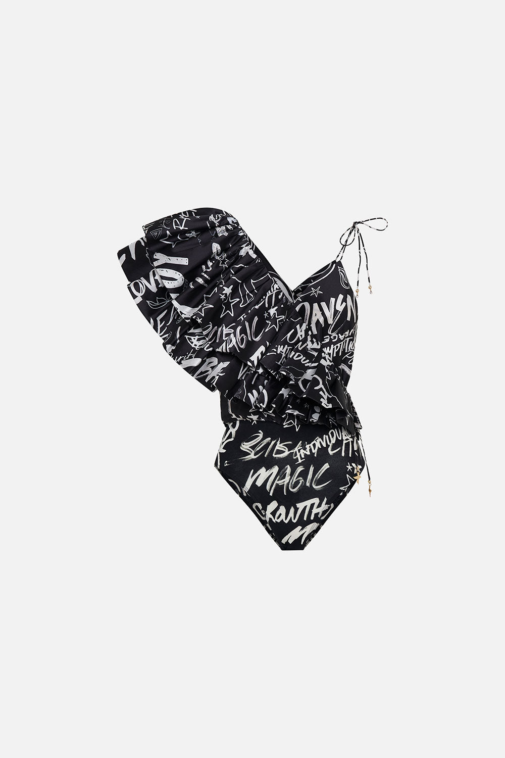 RUFFLE SHOULDER BODYSUIT SPIRIT SCRIBBLE