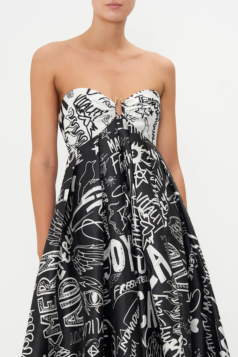STRAPLESS MAXI DRESS SPIRIT SCRIBBLE