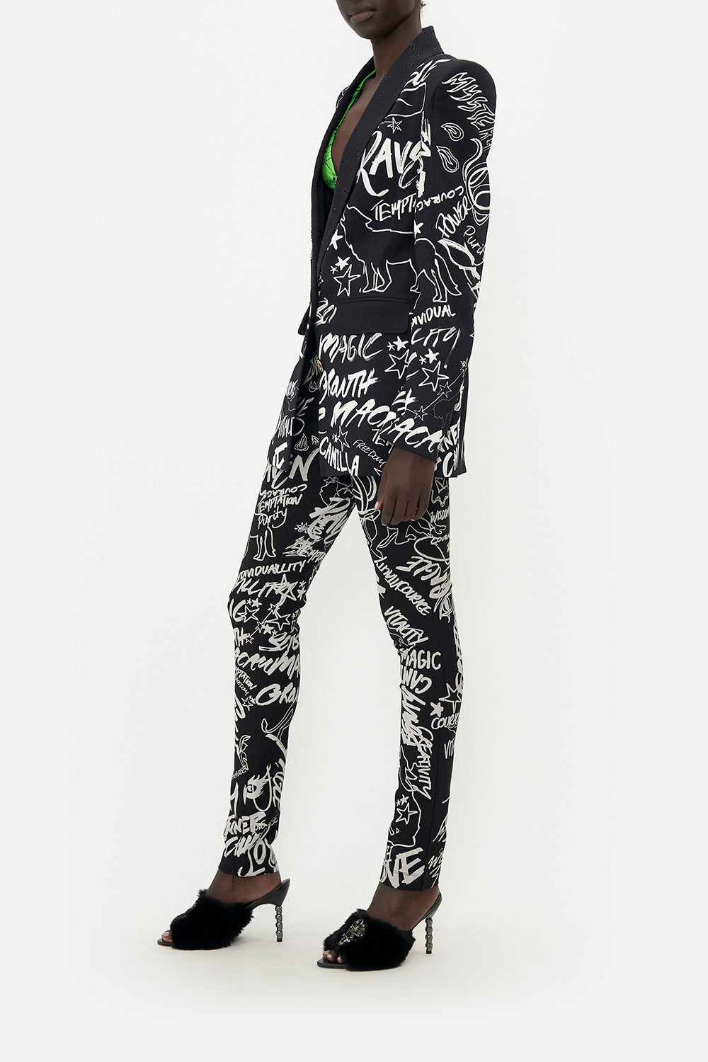 PEAKED SHOULDER BLAZER SPIRIT SCRIBBLE