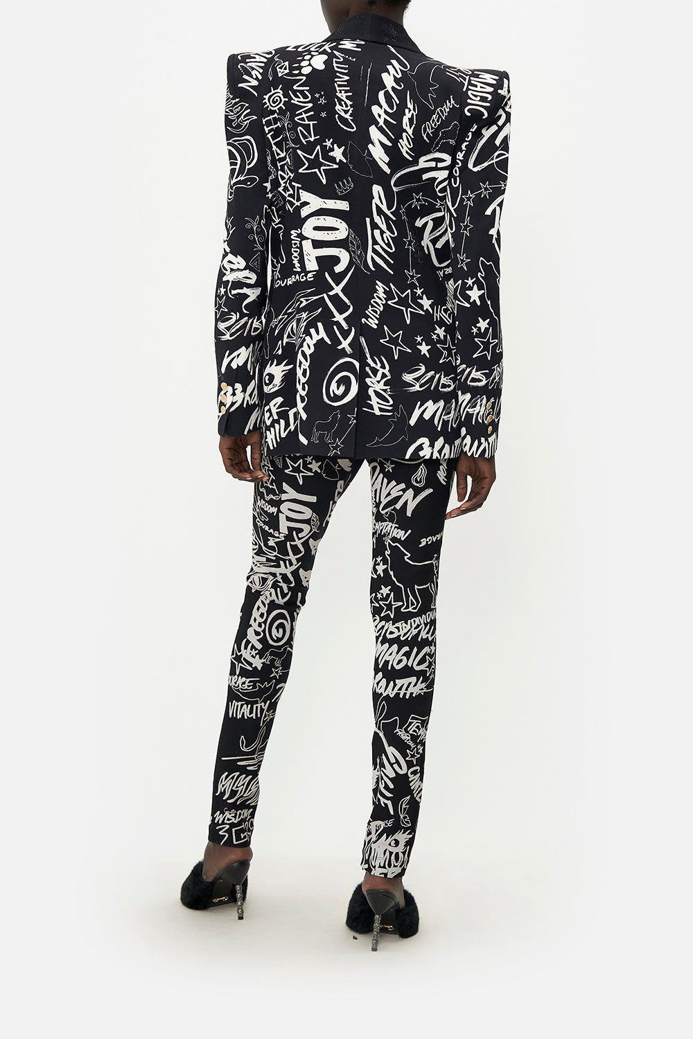 PEAKED SHOULDER BLAZER SPIRIT SCRIBBLE