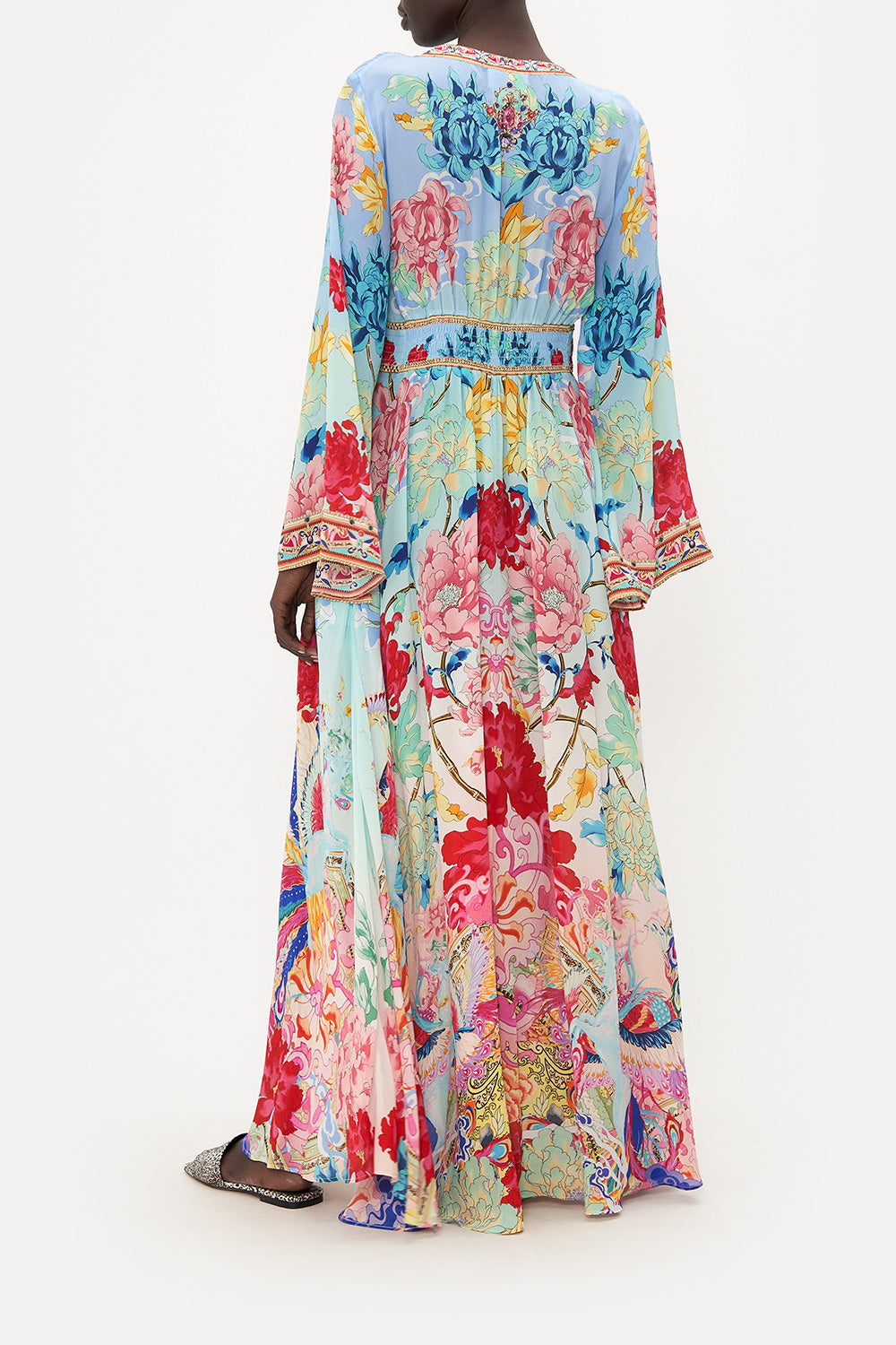 KIMONO SLEEVE DRESS WITH SHIRRING DETAIL GO STAG