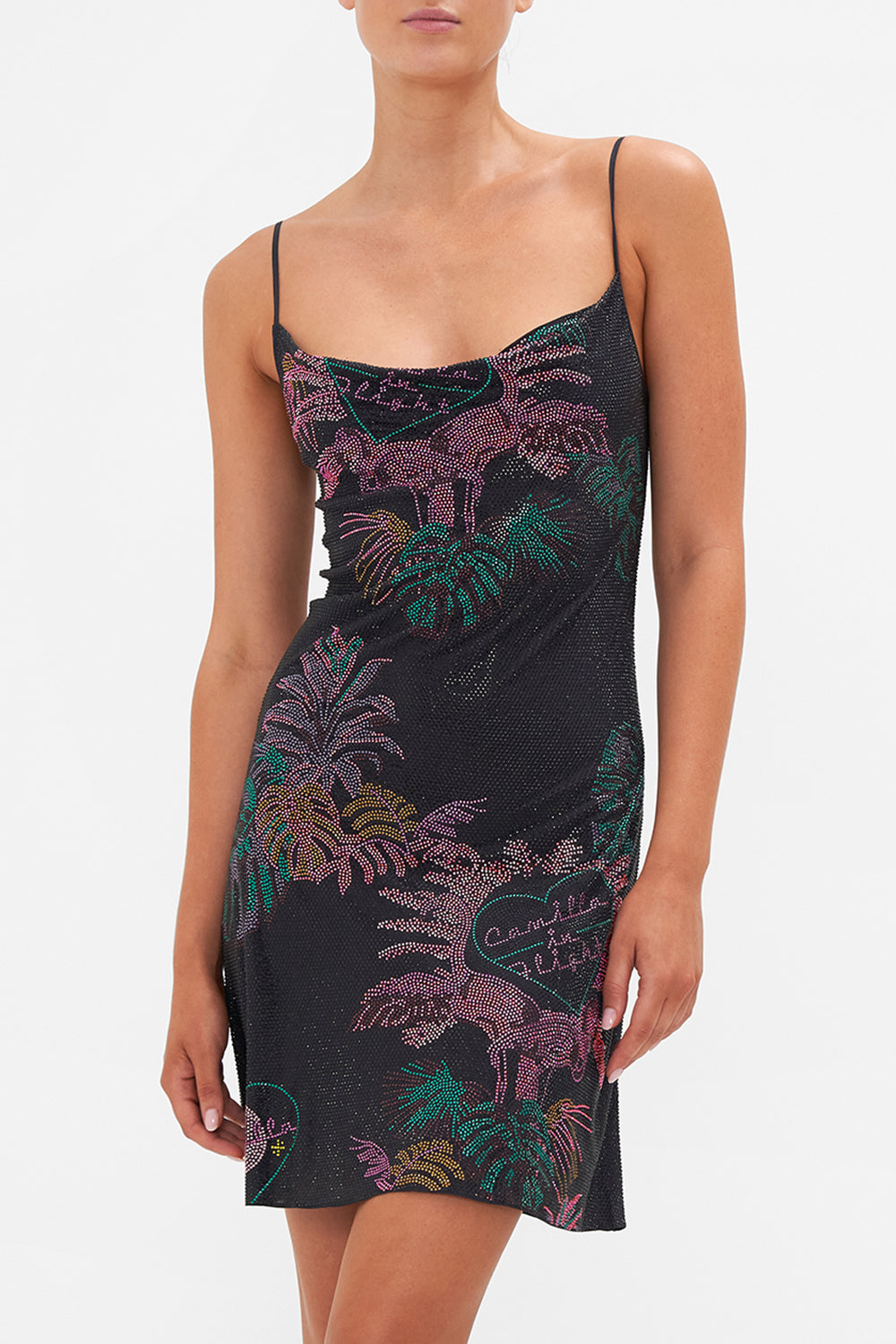 EMBELLISHED SHORT BIAS SLIP NEUGHTY NEON