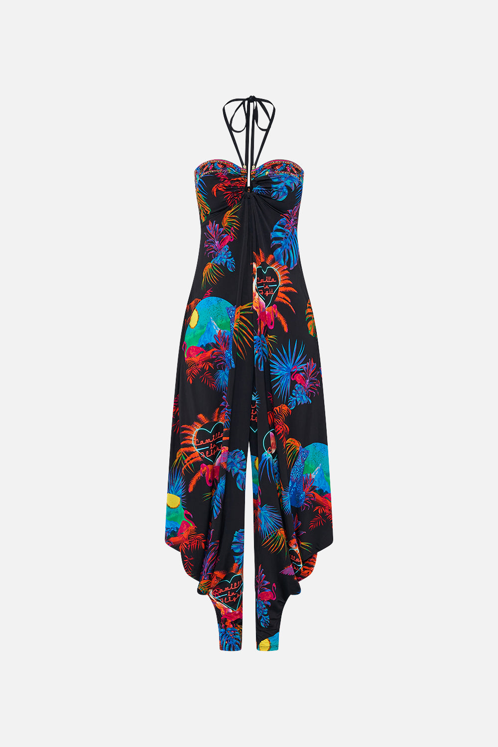 DRAPED PANT JUMPSUIT WITH HARDWARE NEUGHTY NEON