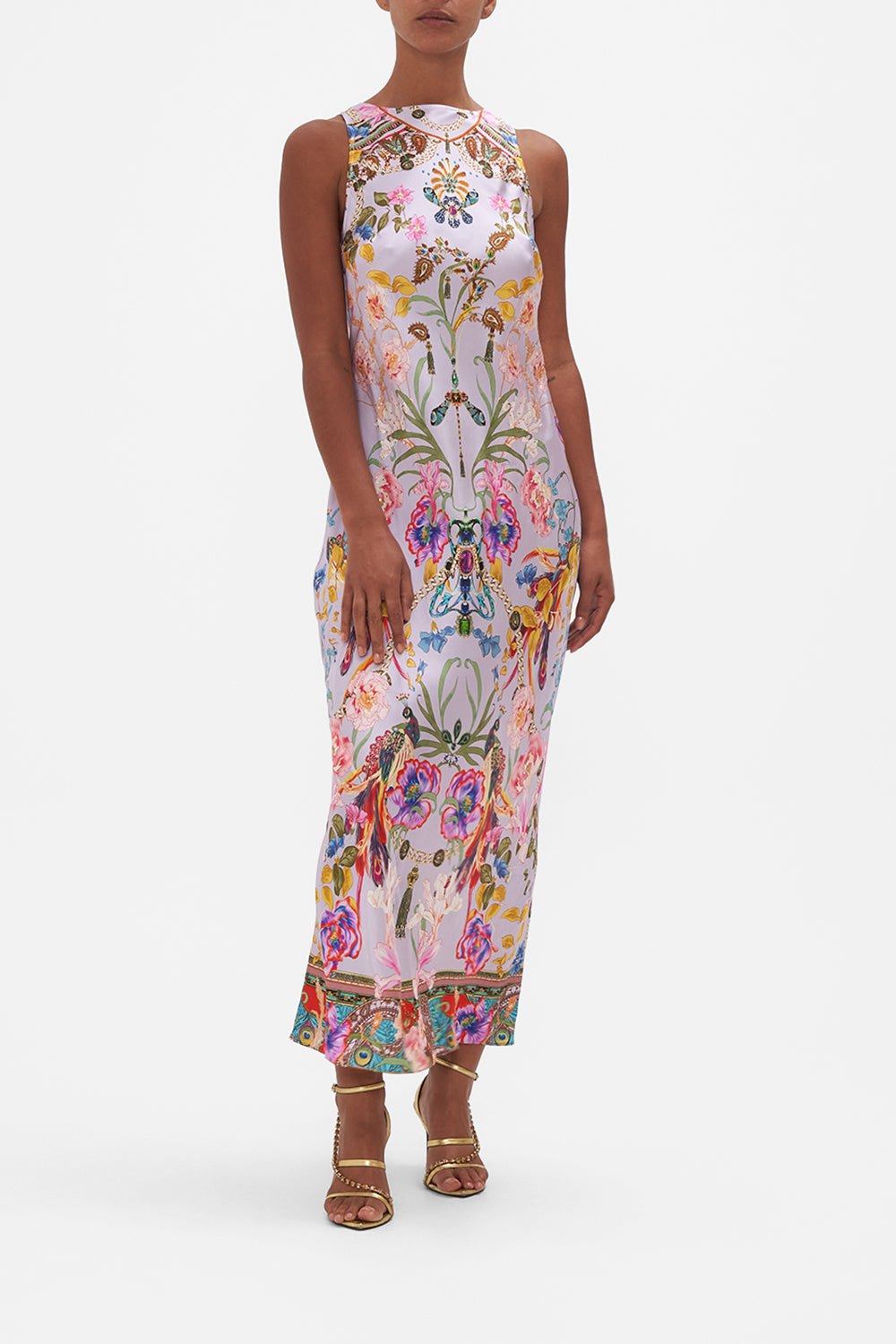 BIAS SLIP WITH DRAPED BACK NATURES KALEIDOSCOPE