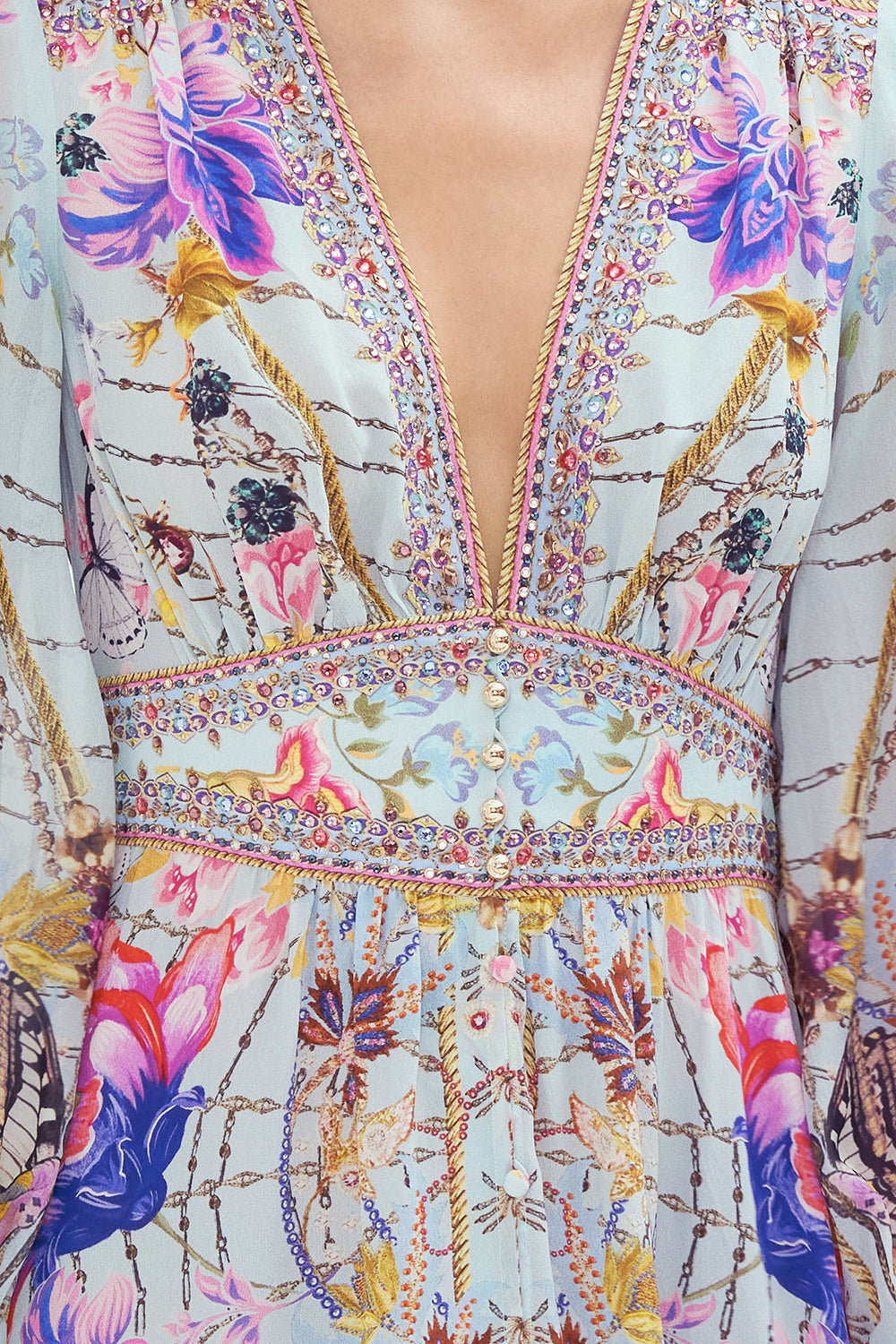 BUTTON DRESS WITH SHAPED WAISTBAND LOVE WEB