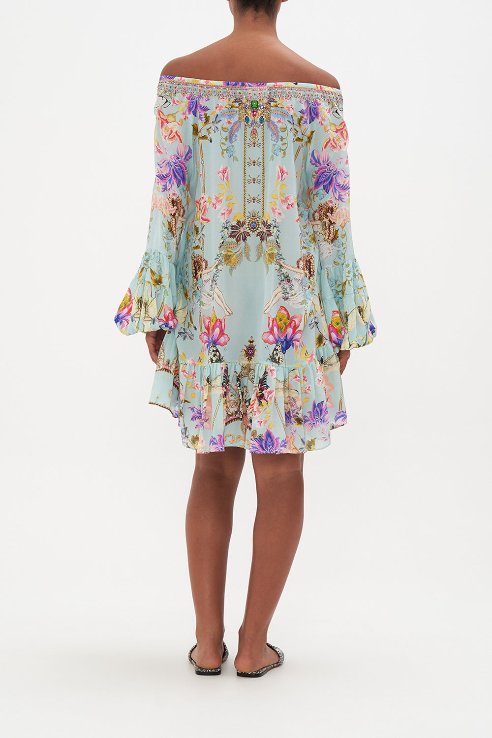 BLOUSON SLEEVE A LINE FRILL DRESS LOVE WEB