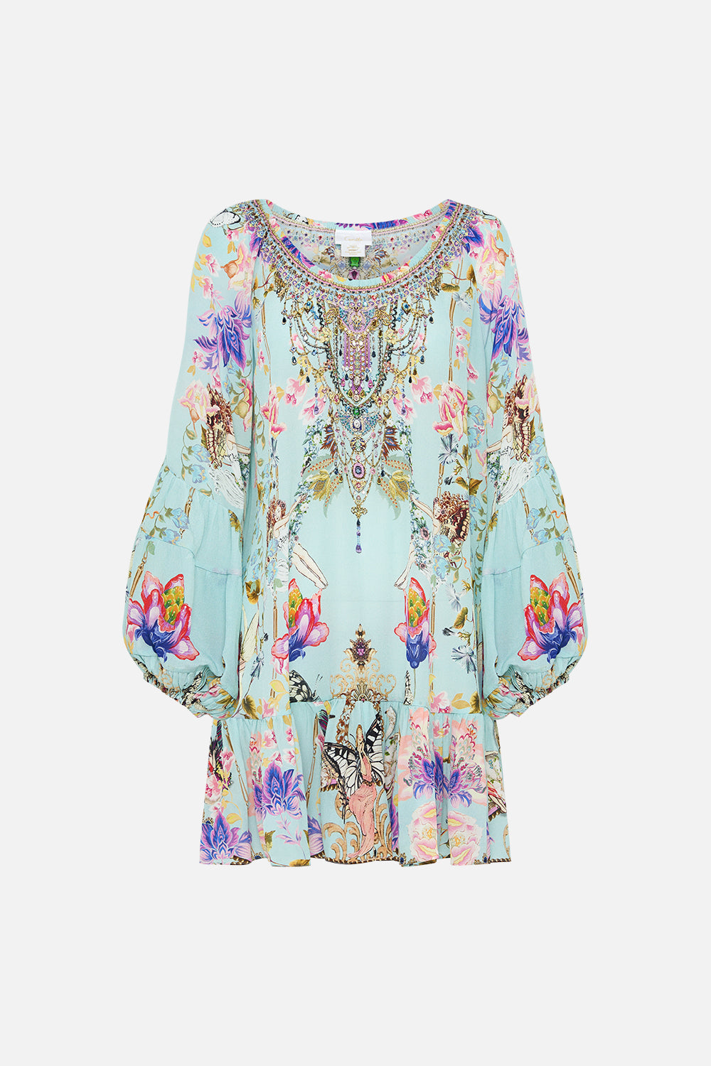 BLOUSON SLEEVE A LINE FRILL DRESS LOVE WEB