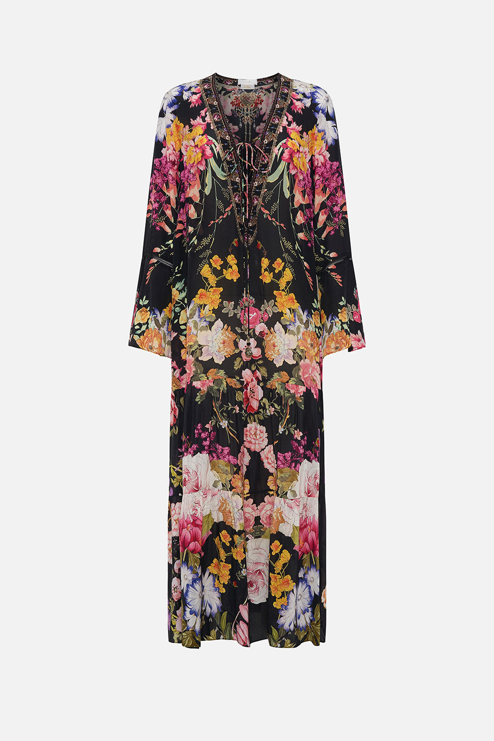 LACE UP DRESS WITH TIERED HEM LIBERTINE LADY