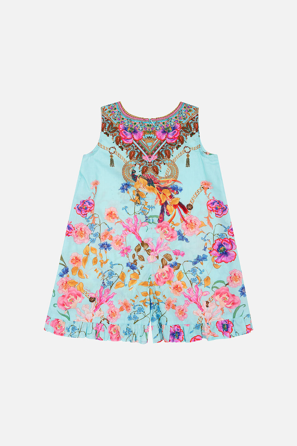 KIDS FRILL HEM PLAYSUIT 4-10 NATURES KALEIDOSCOPE