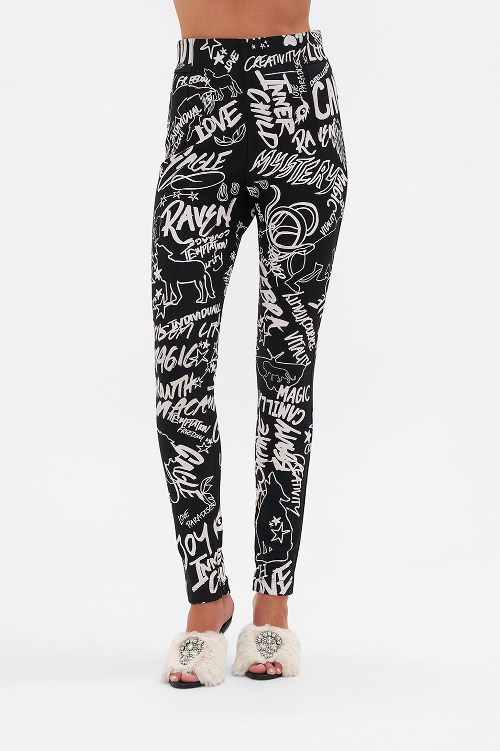 HIGH WAISTED PONTE PANT SPIRIT SCRIBBLE