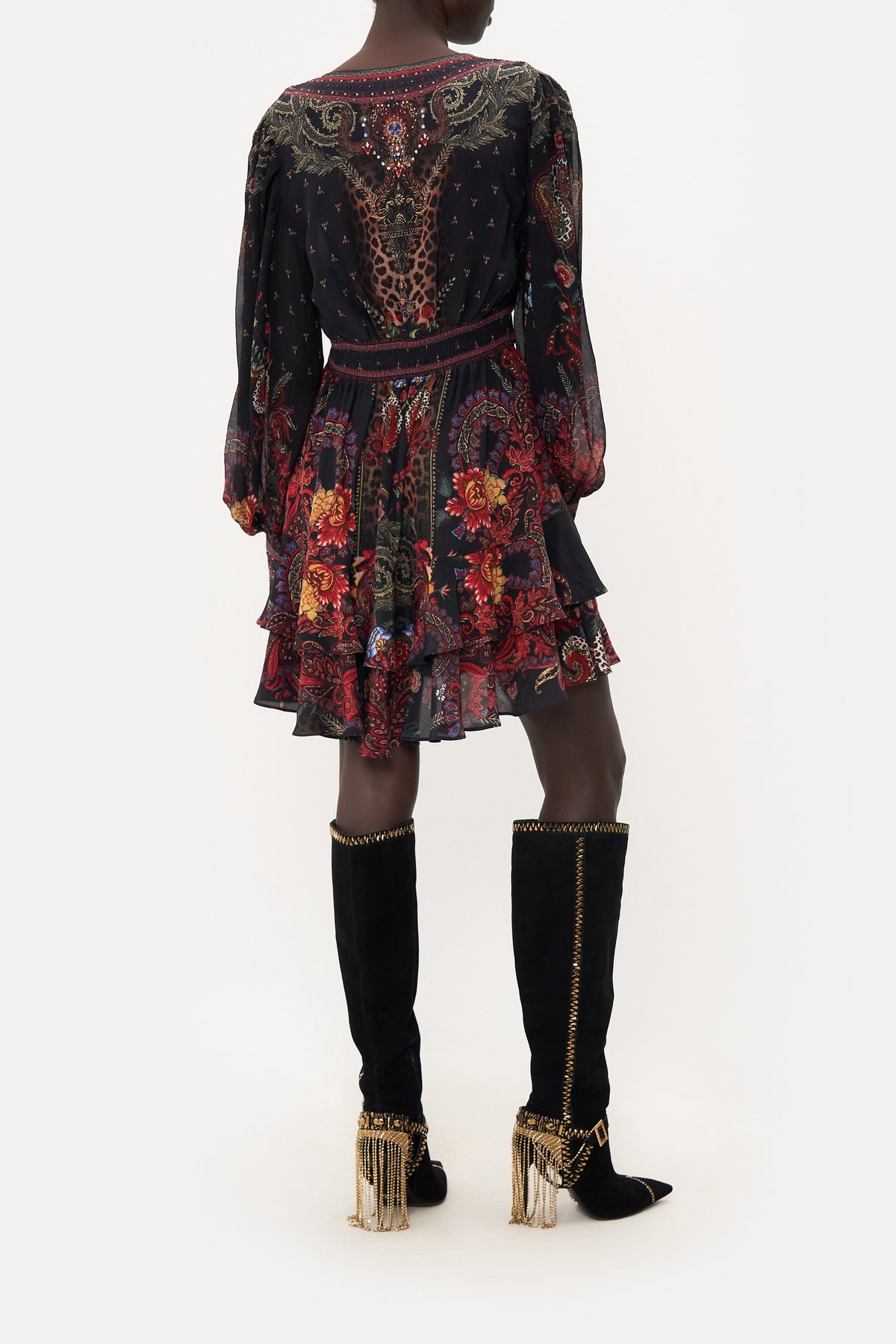 BUTTON FRONT FRILL DRESS WOODSTOCK ROCK