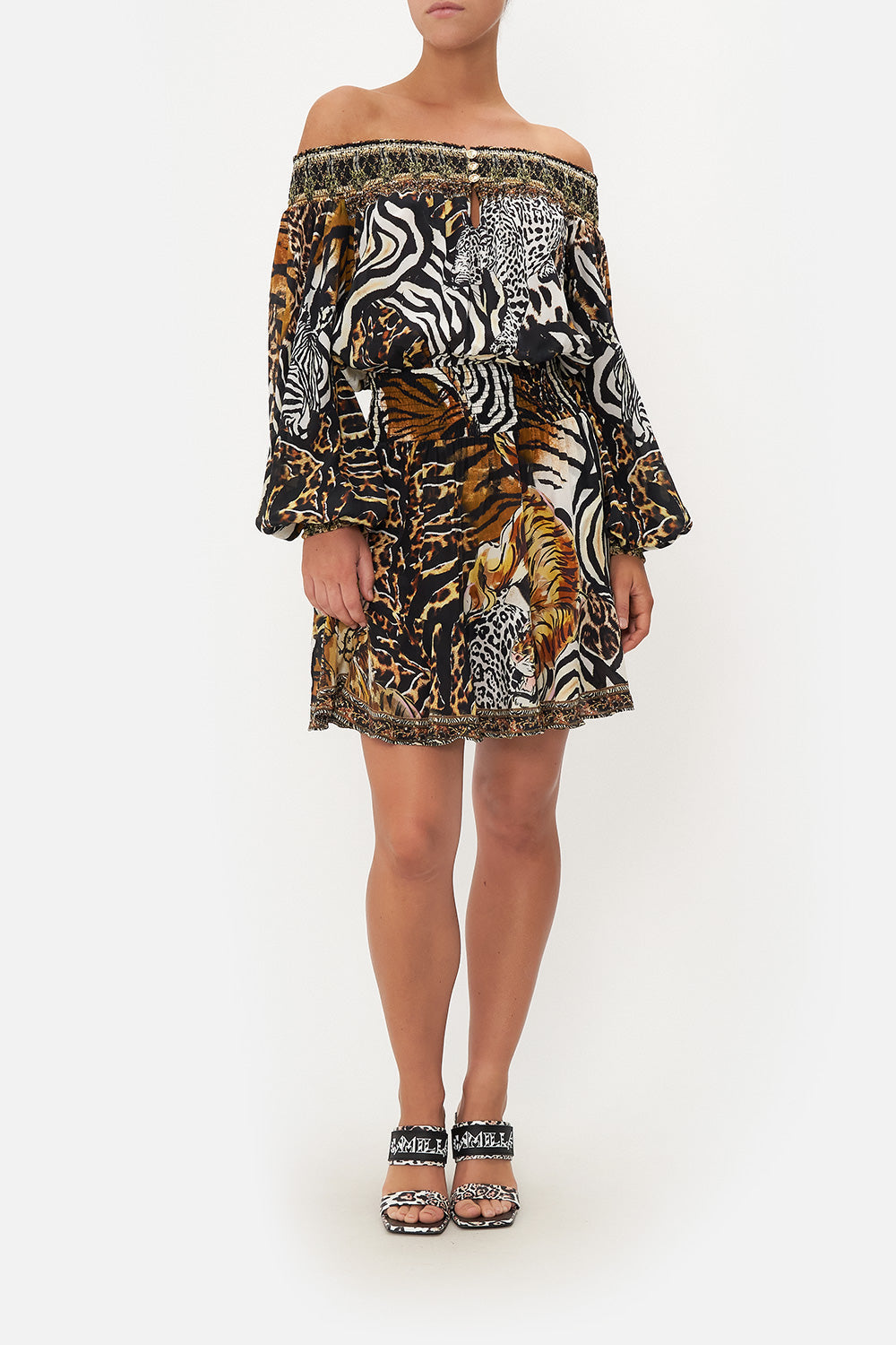 OFF SHOULDER SHORT DRESS WHATS NEW PUSSYCAT