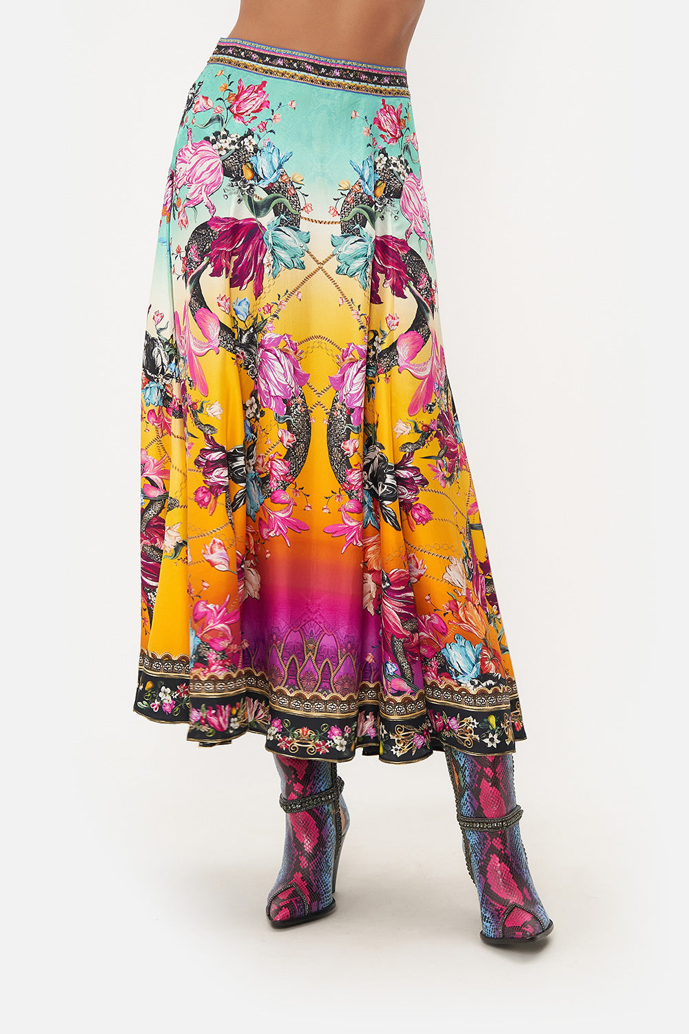 PANELLED FLARED LONG SKIRT VIPER ROOM