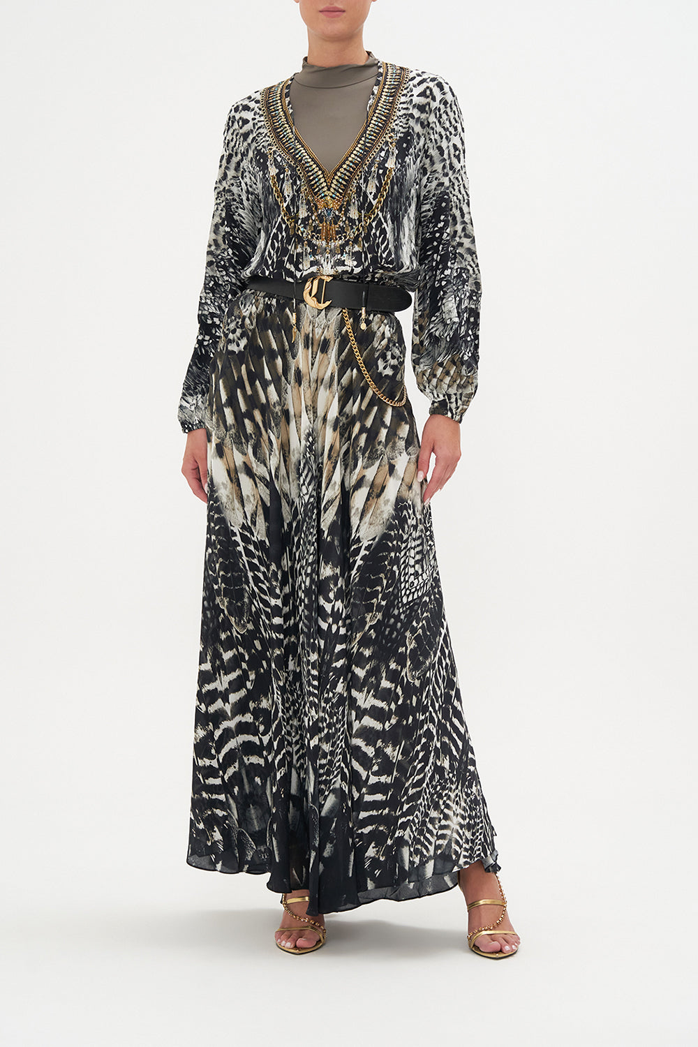 SHIRRED RELAXED FIT DRESS NIGHT OWL