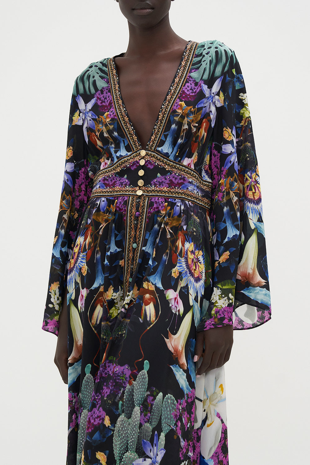 KIMONO SLEEVE DRESS WITH SHIRRING DETAIL HYPNOTISE ME