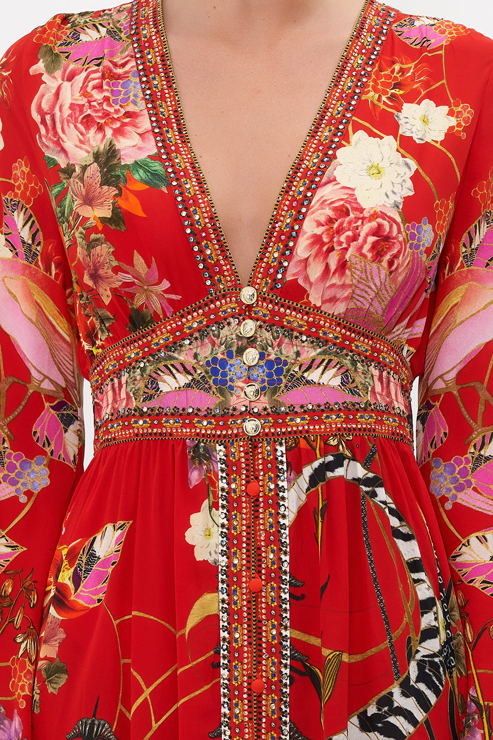 KIMONO SLEEVE DRESS WITH SHIRRING DETAIL THE LEGEND OF ZIBA