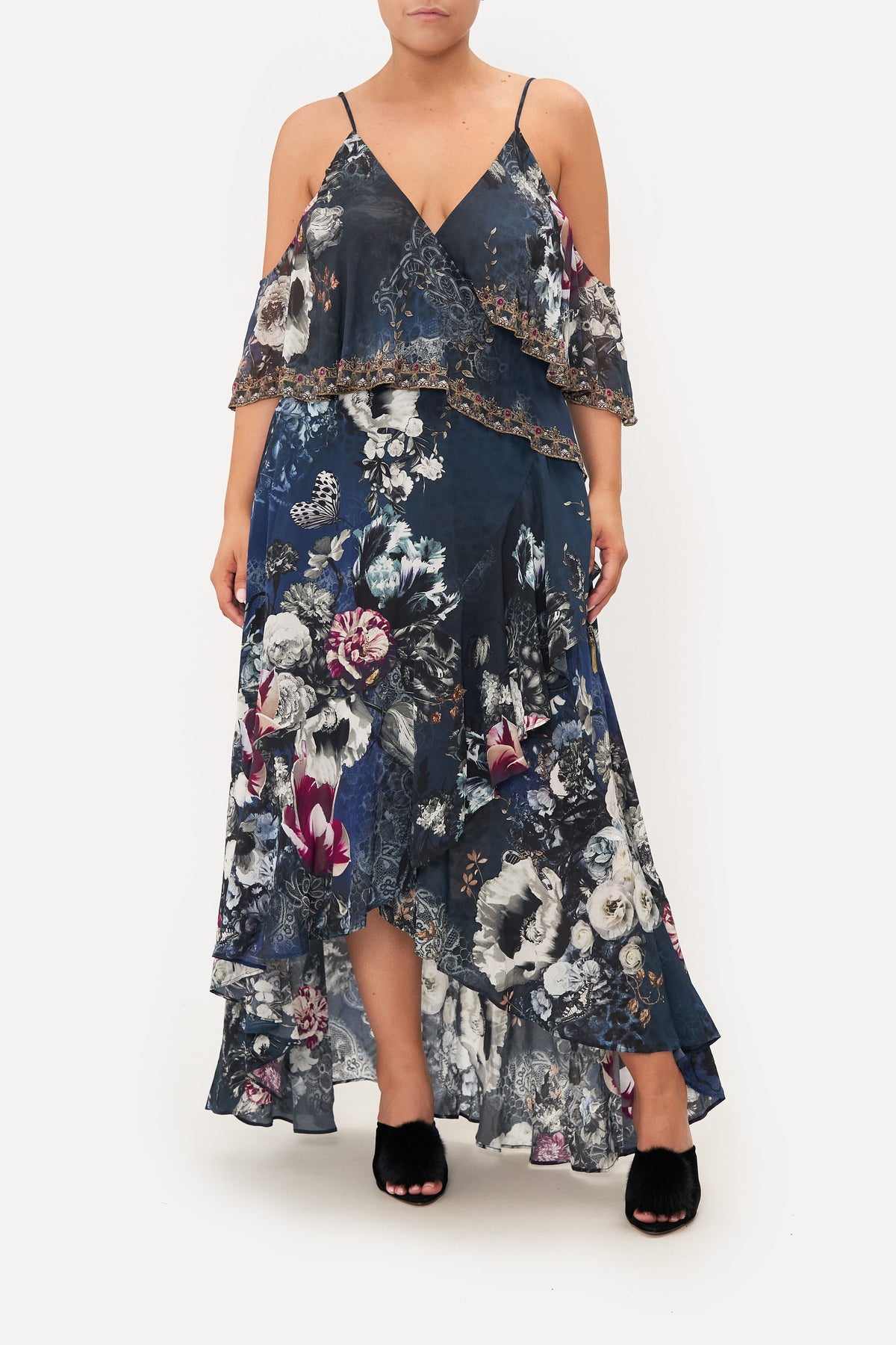 RUFFLE OVERLAYER WRAP DRESS NOT A WALLFLOWER