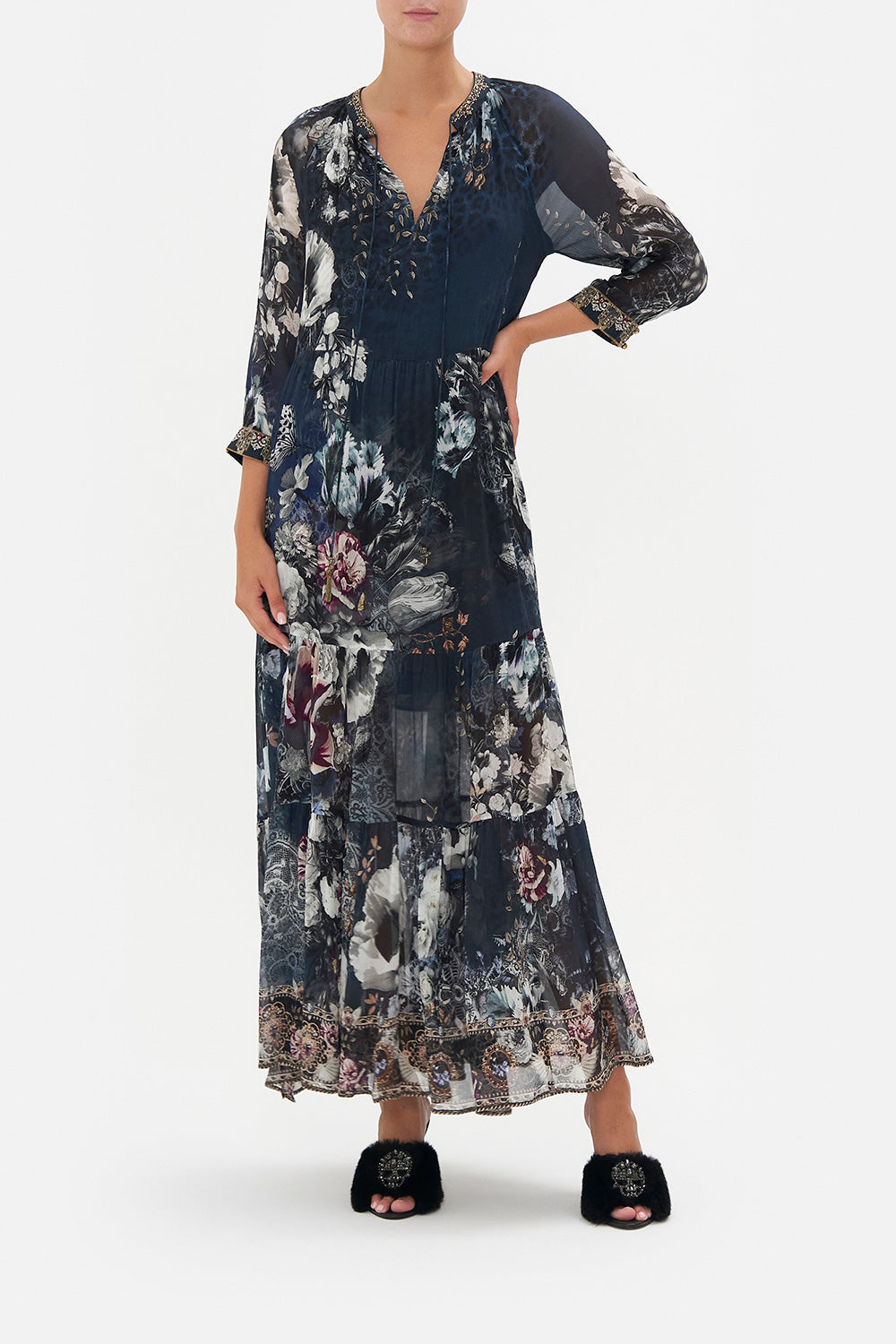 LONG GATHERED PANEL DRESS NOT A WALLFLOWER
