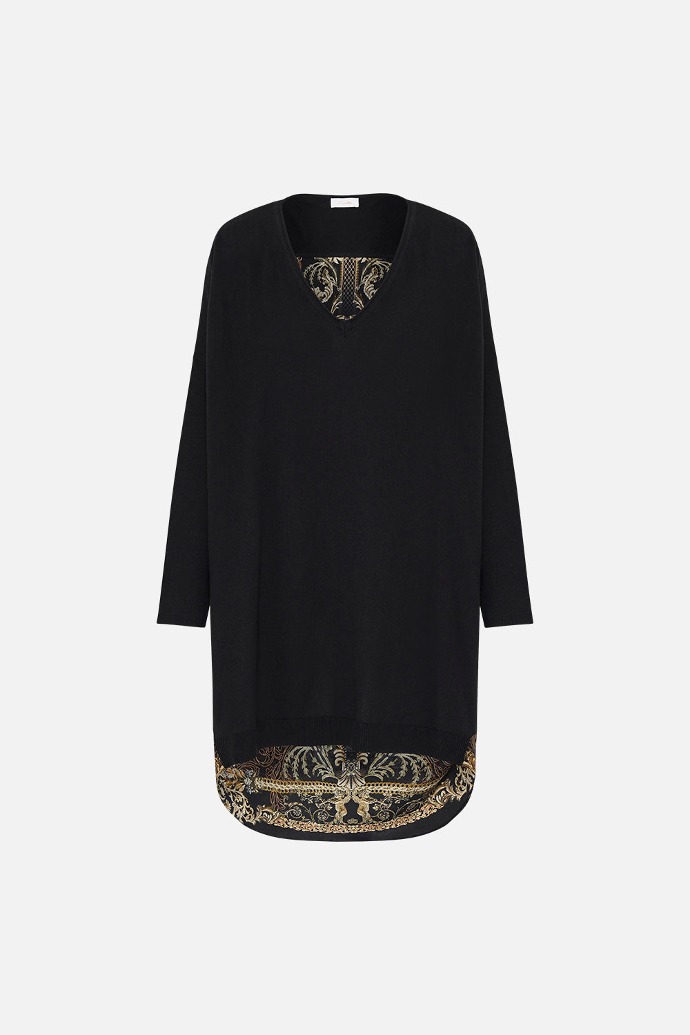 V NECK JUMPER WITH PRINT BACK THE NIGHT IS NOIR