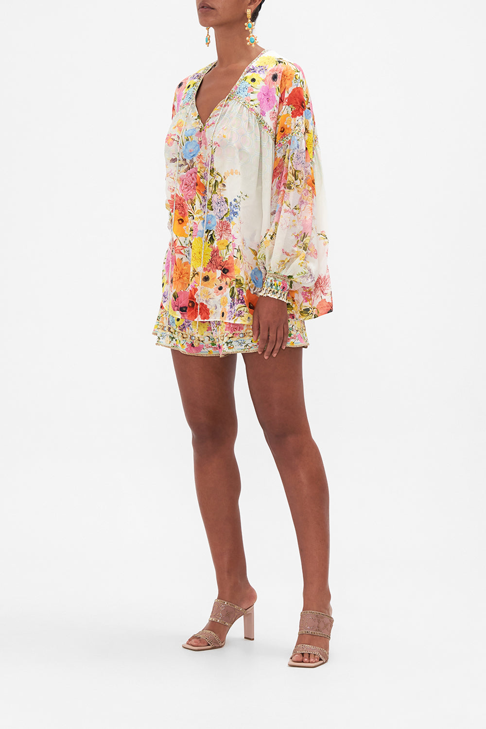 BLOUSON BLOUSE WITH NECK TIE SUNLIGHT SYMPHONY