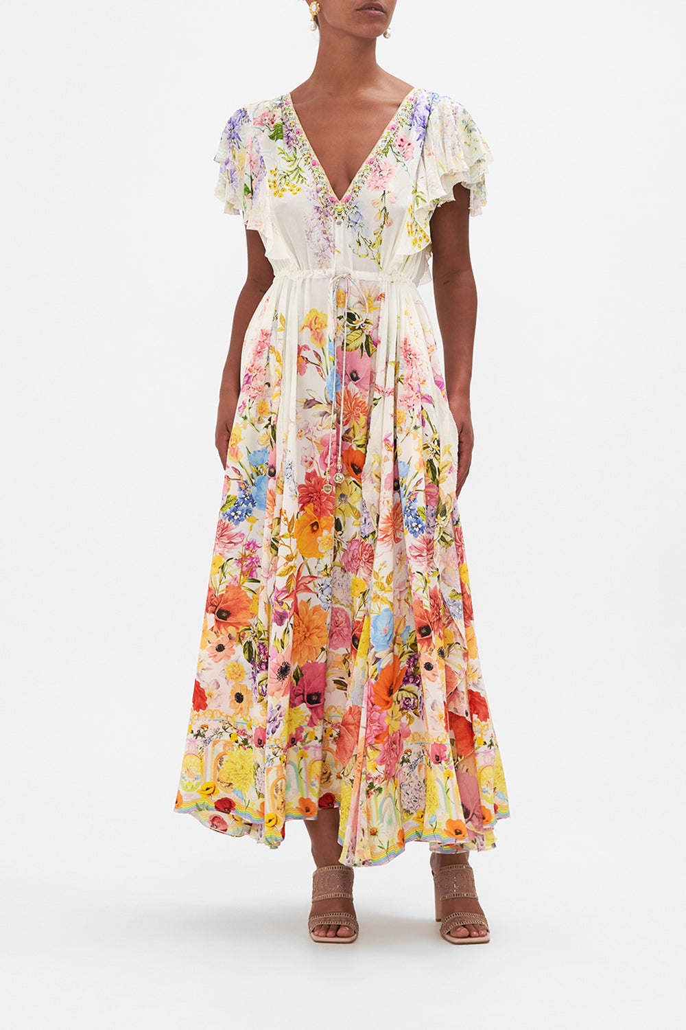All Over Ruffle Dress Sunlight Symphony print by CAMILLA