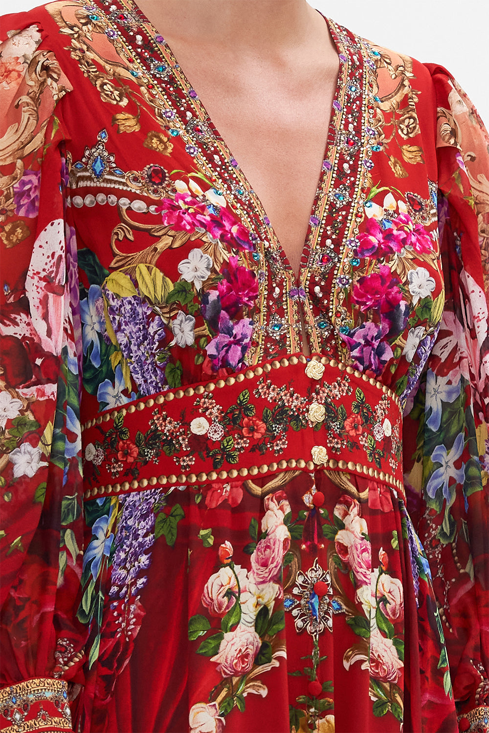 LONG BUTTON FRONT DRESS RITES OF ROSES