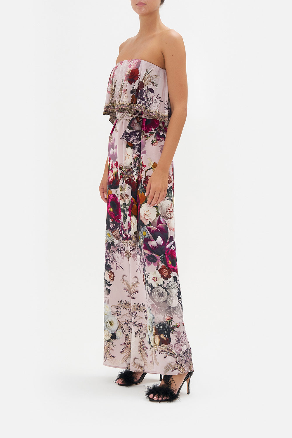 STRAPLESS JUMPSUIT WITH FRILL GYPSY ROSE